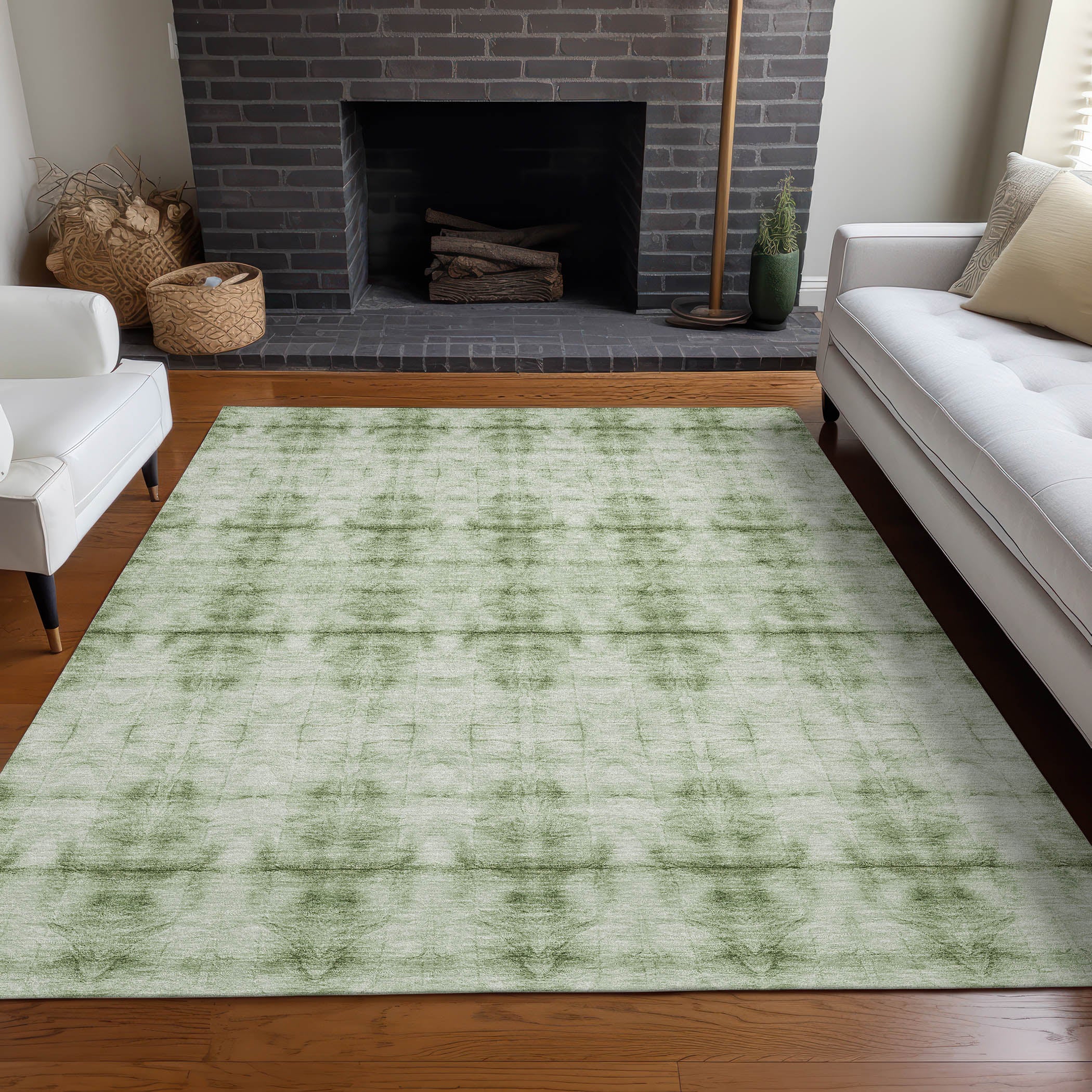 Reykjavik Machine Washable Transitional Sage Green Rug 2'6" x 3'10" #shape_Rectangle