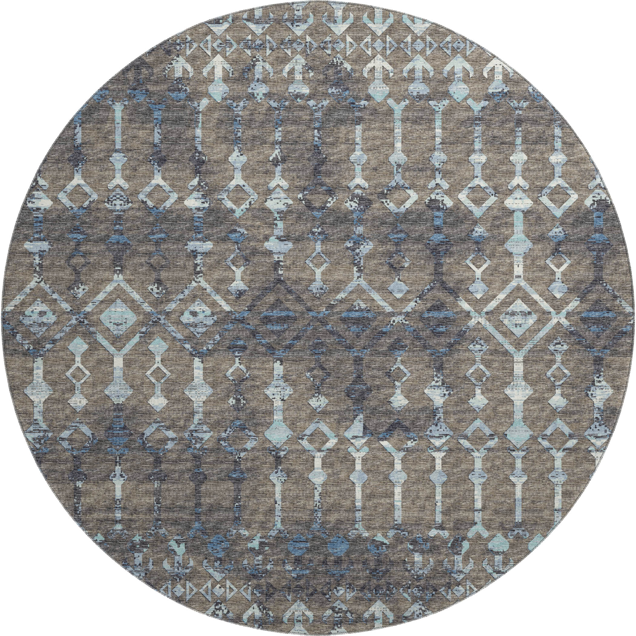 Baku Machine Washable Transitional Mink Multi Rug 8' x 8' #shape_Round