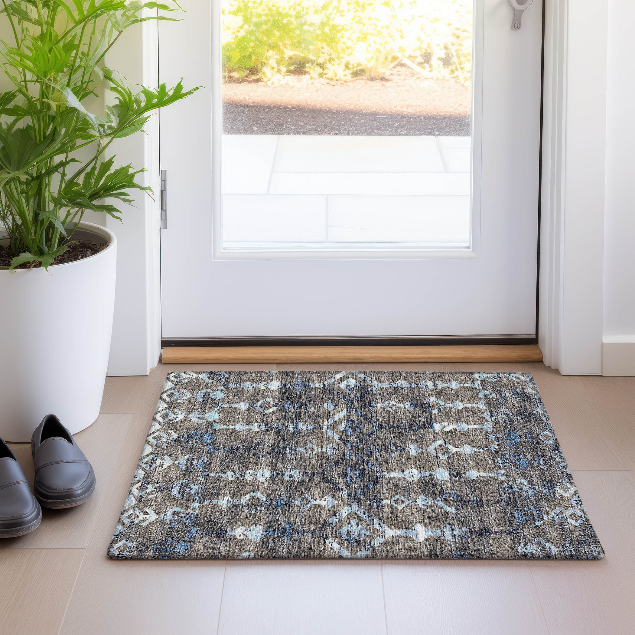 Baku Machine Washable Transitional Mink Multi Rug 1'8" x 2'6" #shape_Rectangle