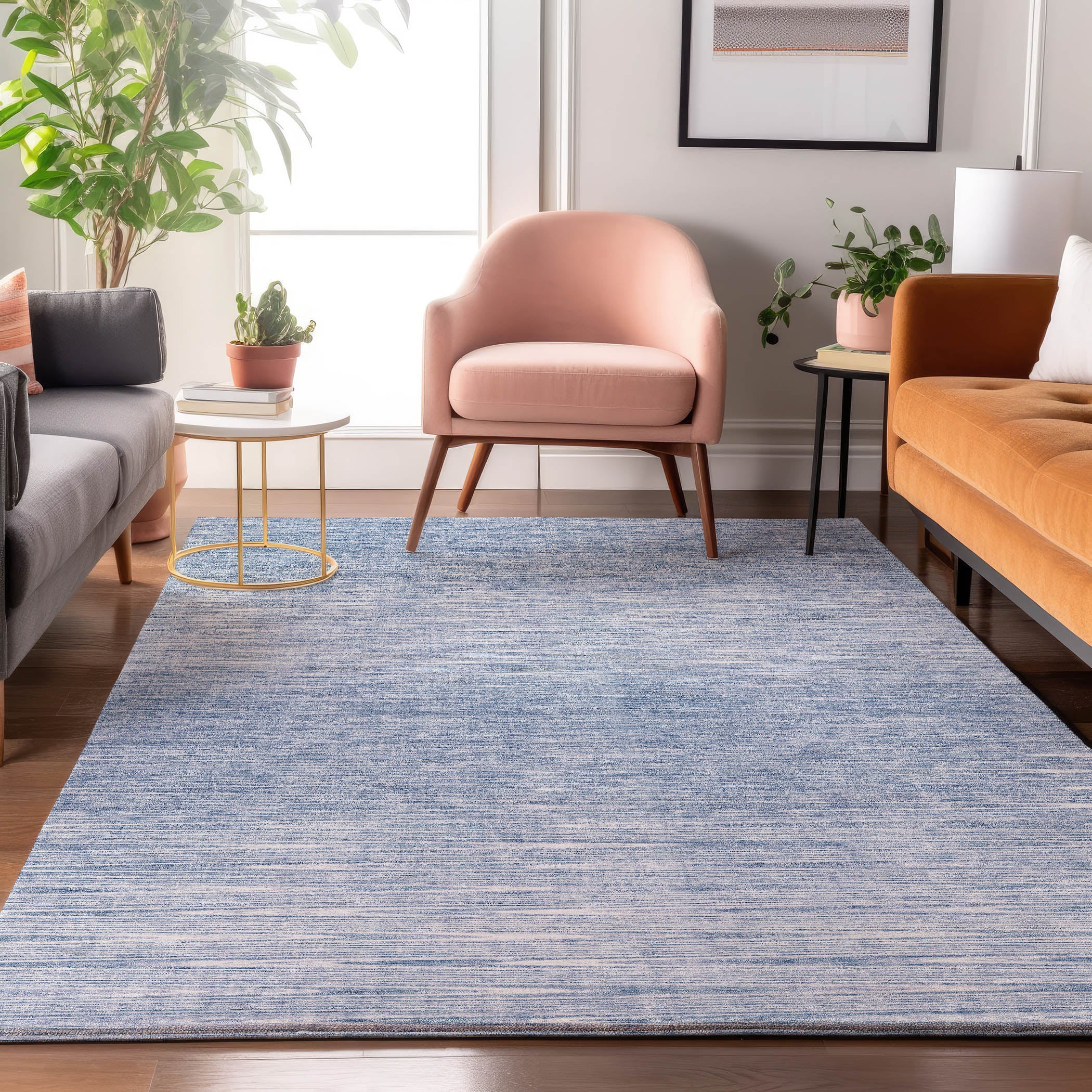 Budapest Machine Washable Transitional Denim Blue Rug 2'6" x 3'10" #shape_Rectangle