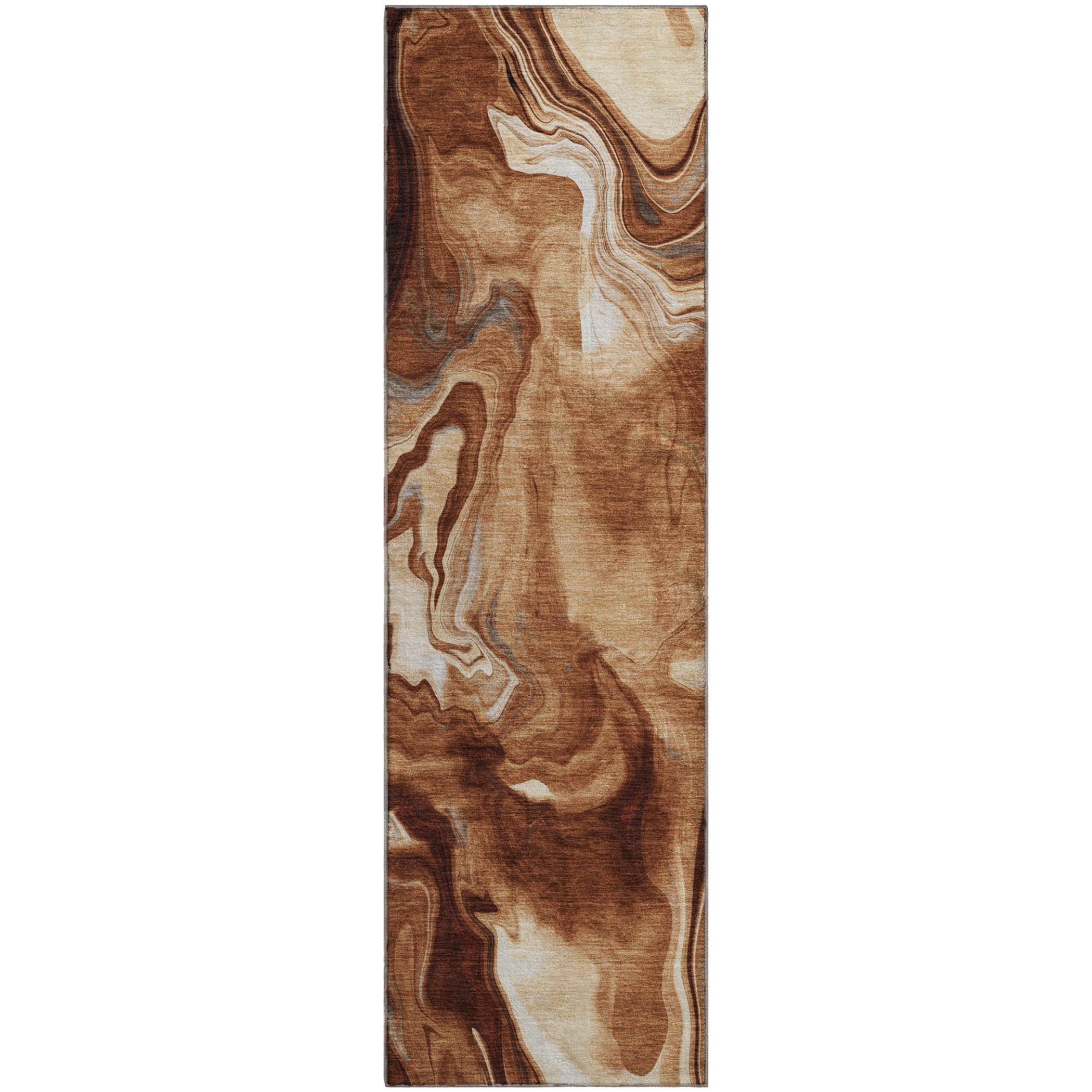 Kyoto Machine Washable Transitional Paprika Orange Rug 2'3" x 7'6" #shape_Runner