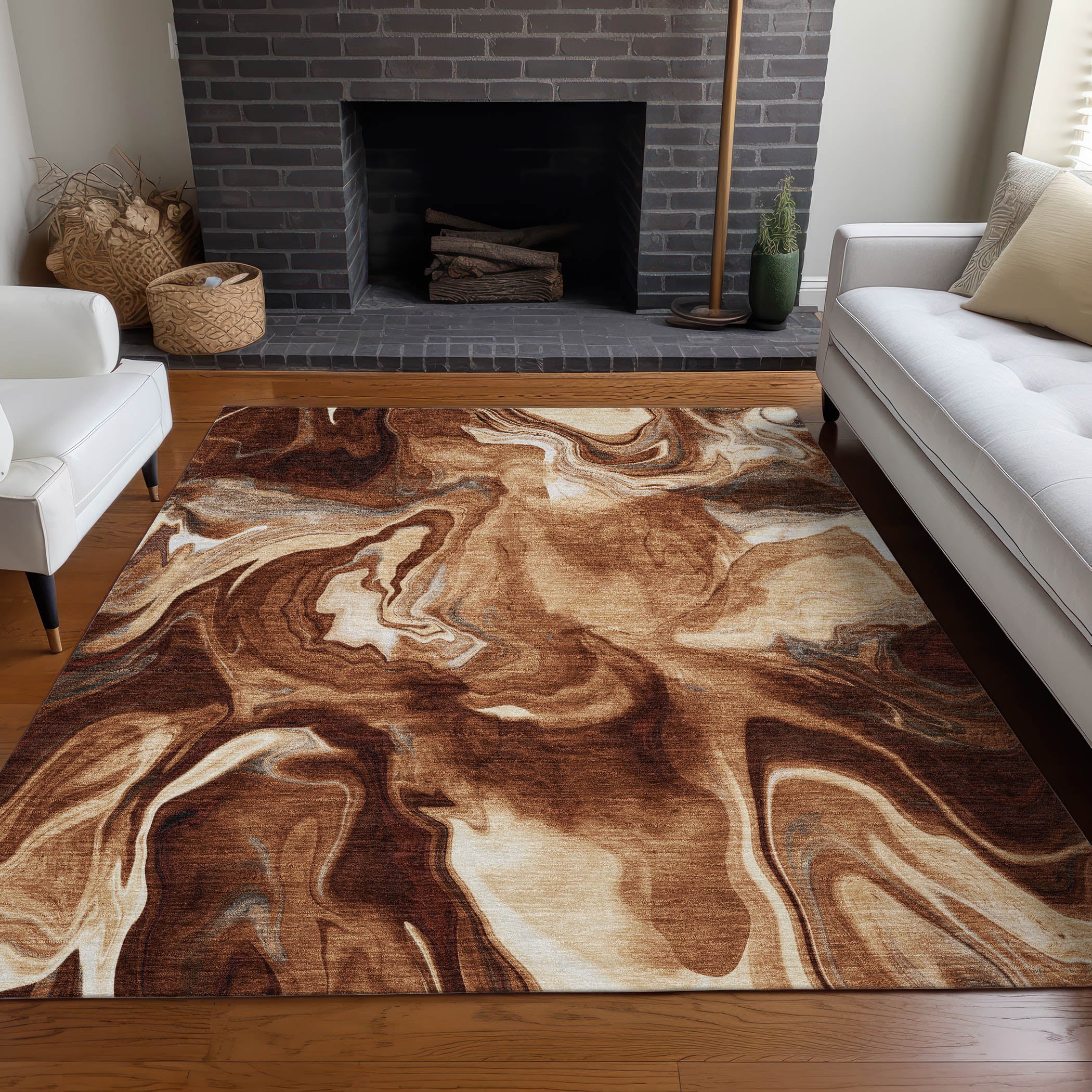 Kyoto Machine Washable Transitional Paprika Orange Rug 2'6" x 3'10" #shape_Rectangle