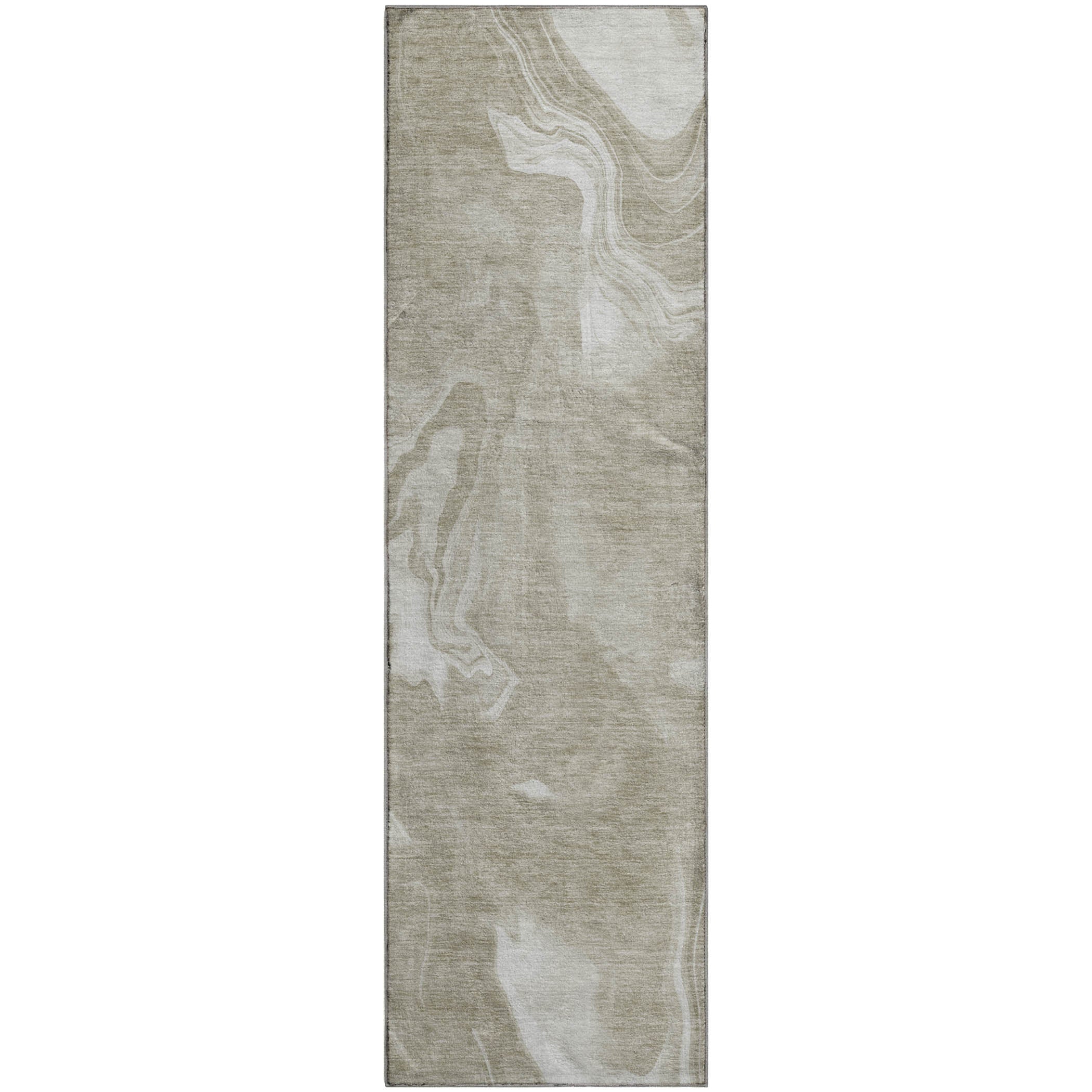 Kyoto Machine Washable Transitional Taupe Brown Rug 2'3" x 7'6" #shape_Runner