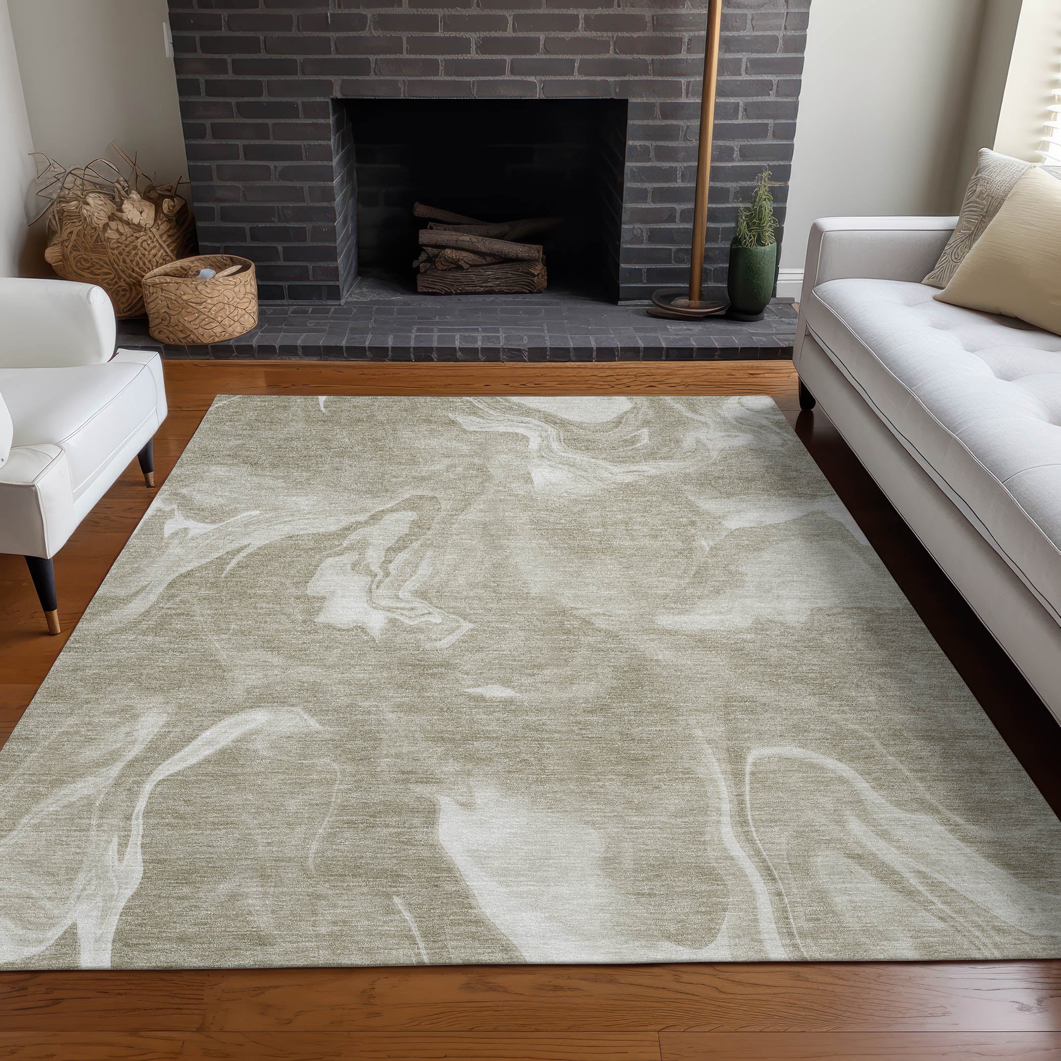 Kyoto Machine Washable Transitional Taupe Brown Rug 2'6" x 3'10" #shape_Rectangle