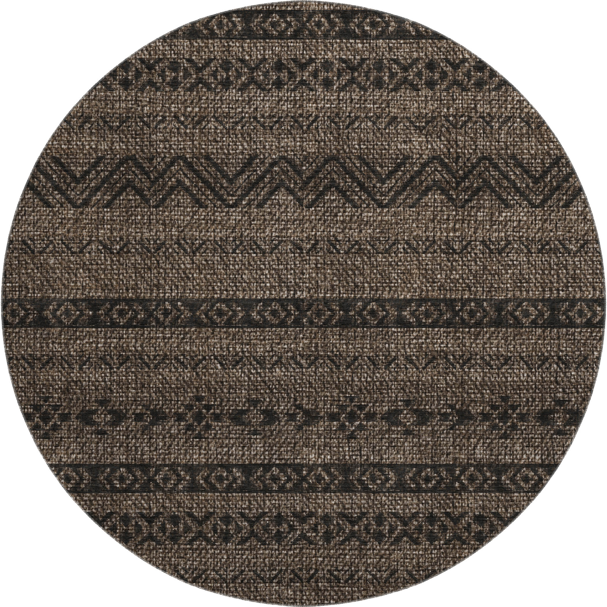 Sarajevo Machine Washable Transitional Chocolate Brown Rug 8' x 8' #shape_Round