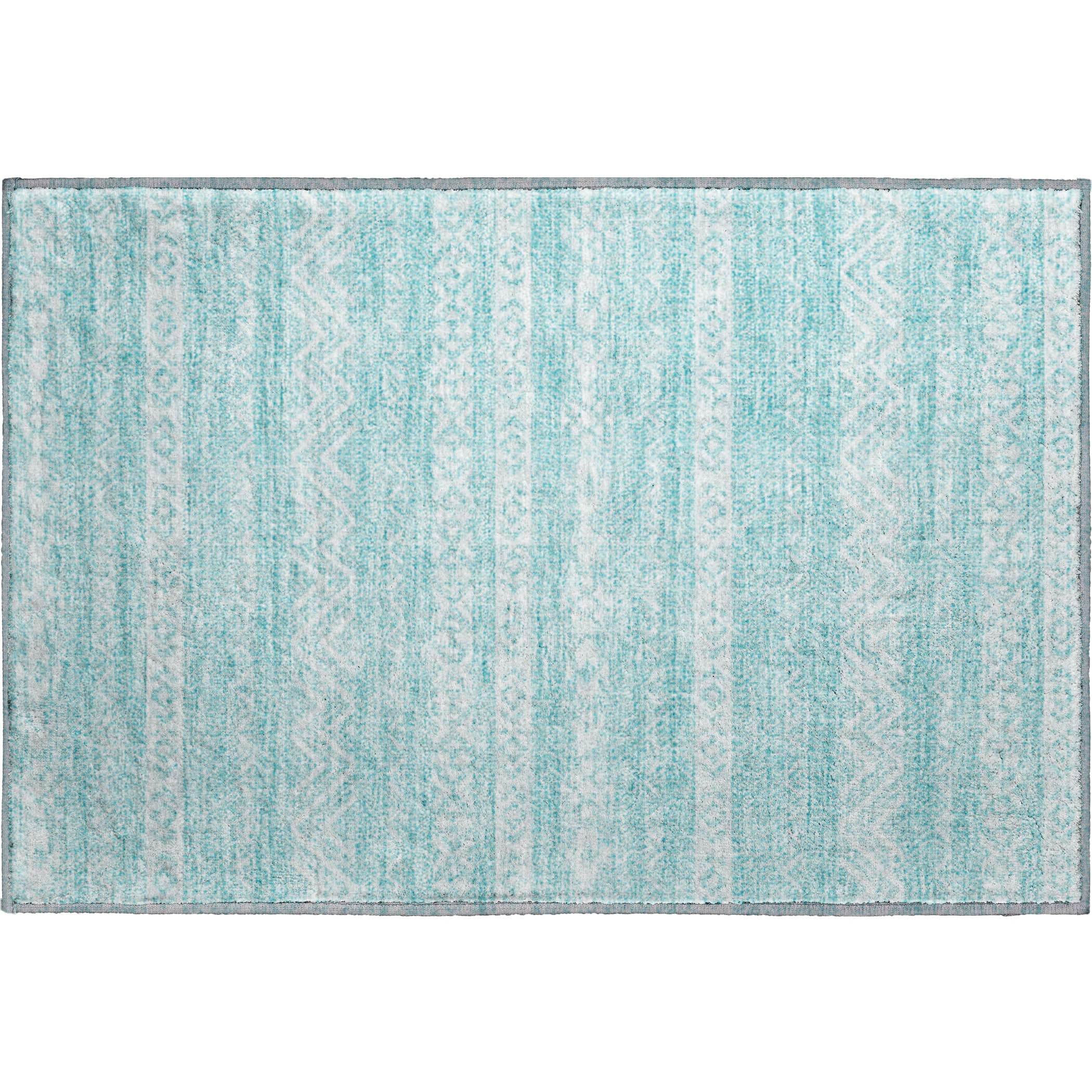 Sarajevo Machine Washable Transitional Teal Rug 1'8" x 2'6" #shape_Rectangle
