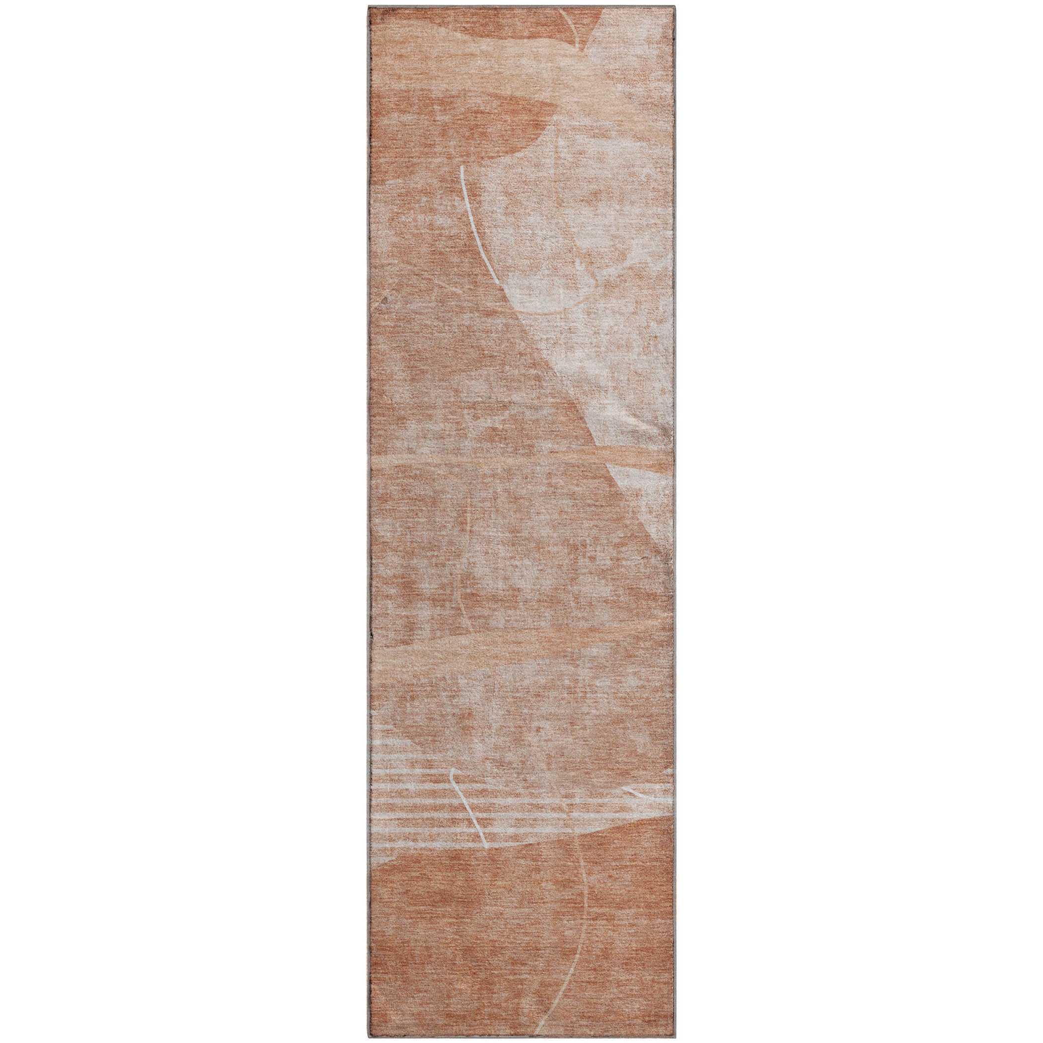 Reykjavik Machine Washable Transitional Salmon Orange Rug 2'3" x 7'6" #shape_Runner
