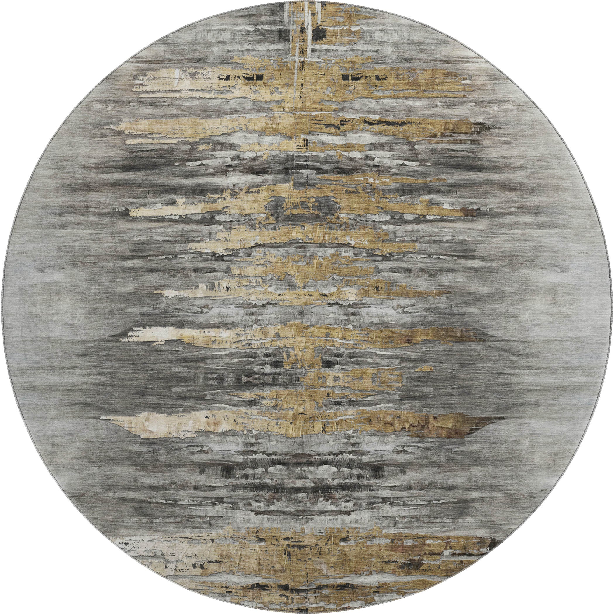 Lima Machine Washable Transitional Gray Rug 8' x 8' #shape_Round