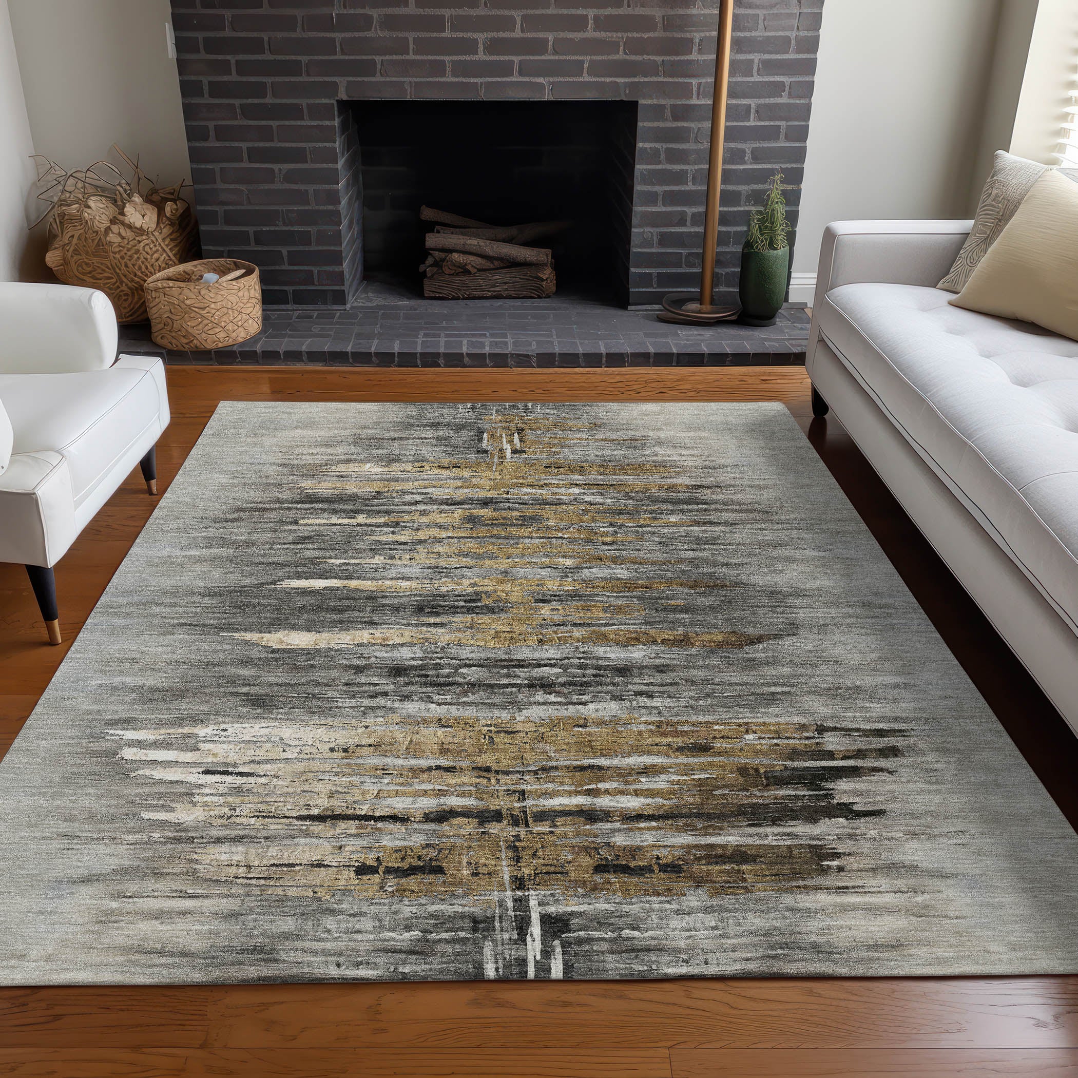 Lima Machine Washable Transitional Gray Rug 2'6" x 3'10" #shape_Rectangle