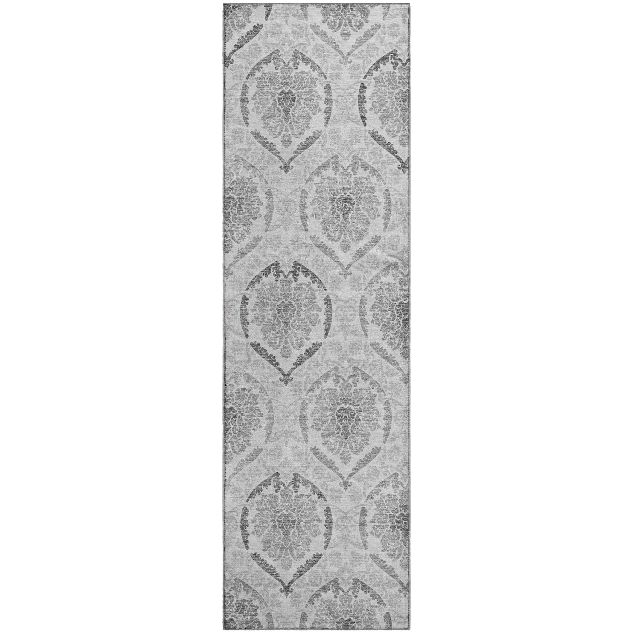 Lisbon Machine Washable Transitional Silver Gray Rug 2'3" x 7'6" #shape_Runner
