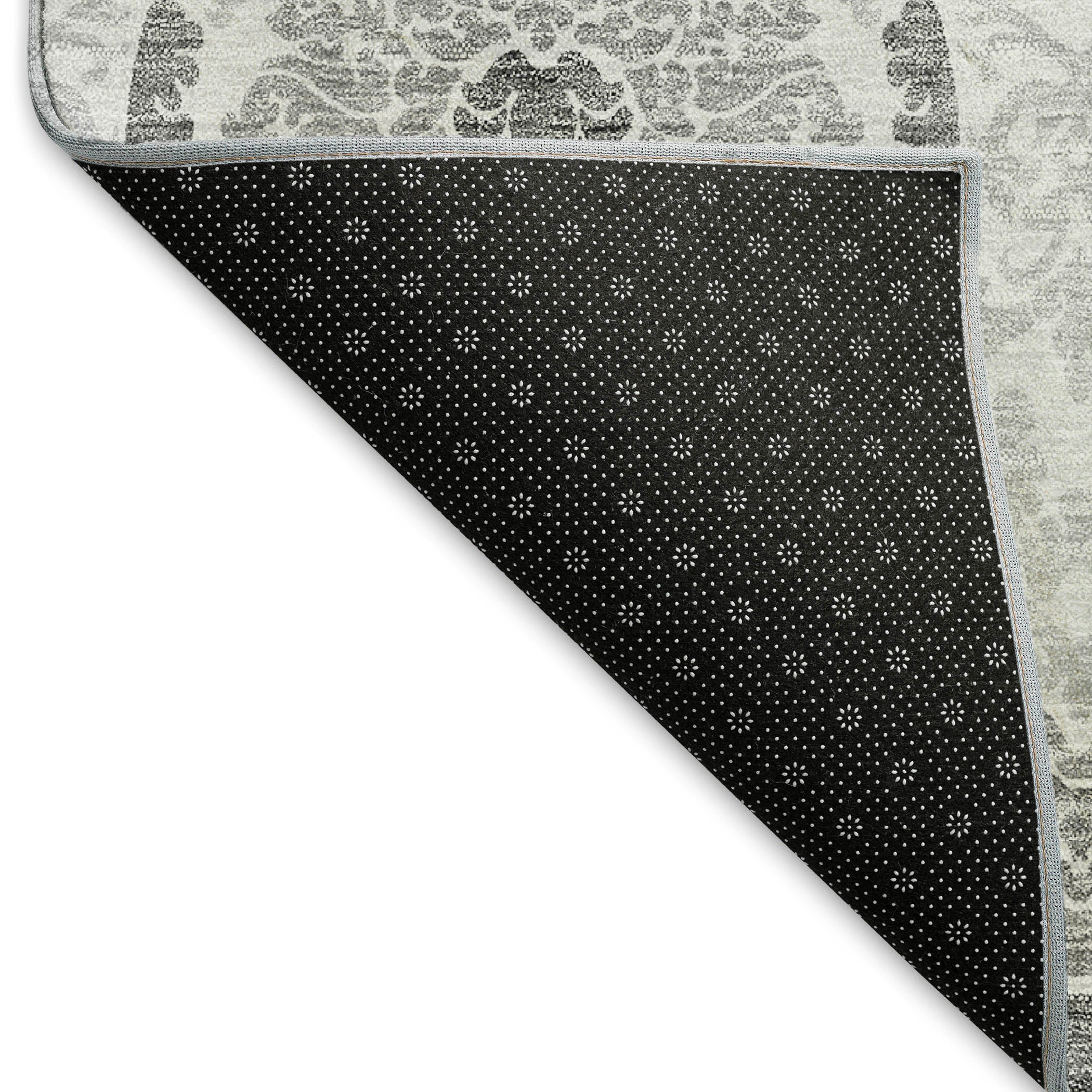 Lisbon Machine Washable Transitional Silver Gray Rug 1'8" x 2'6" #shape_Rectangle