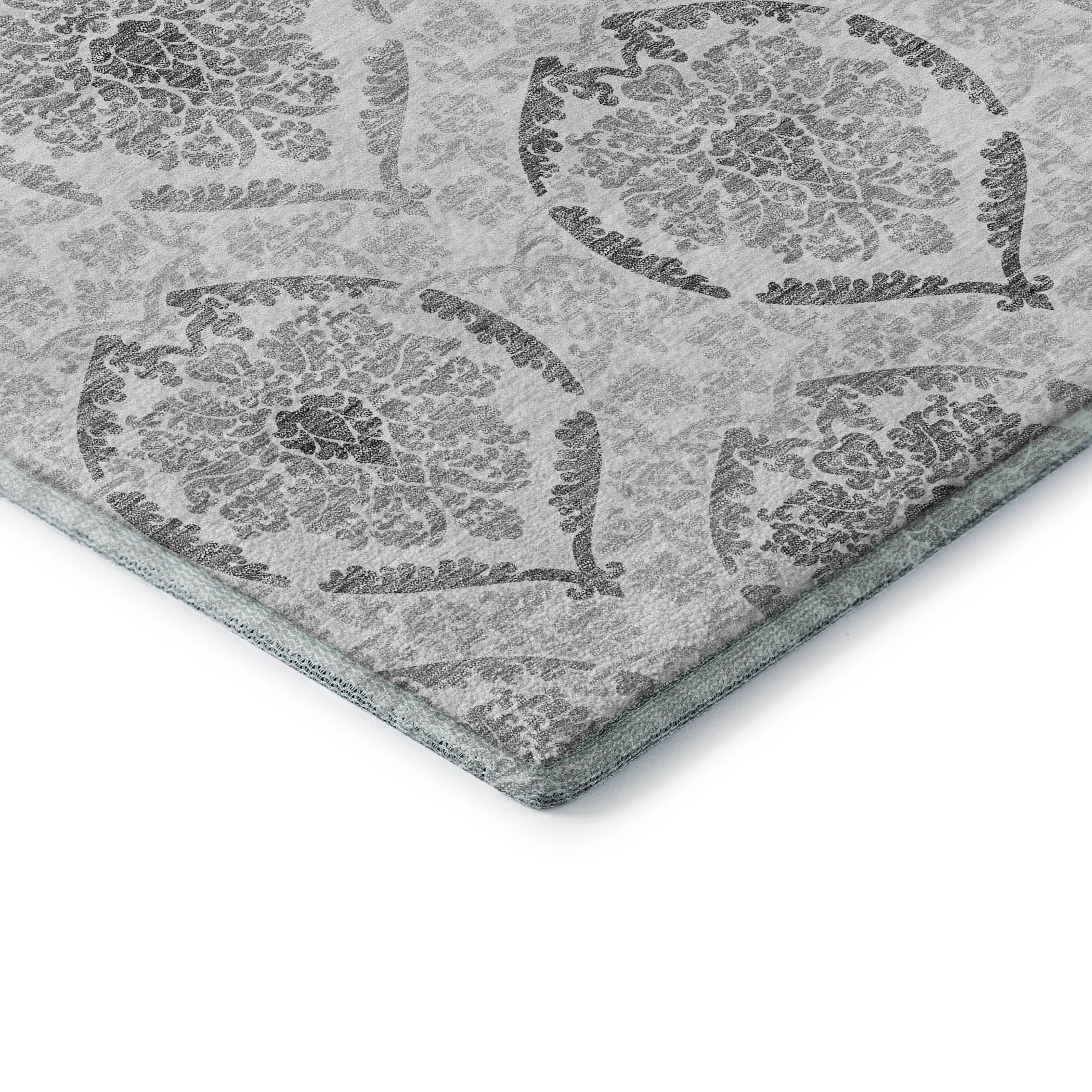Lisbon Machine Washable Transitional Silver Gray Rug 1'8" x 2'6" #shape_Rectangle