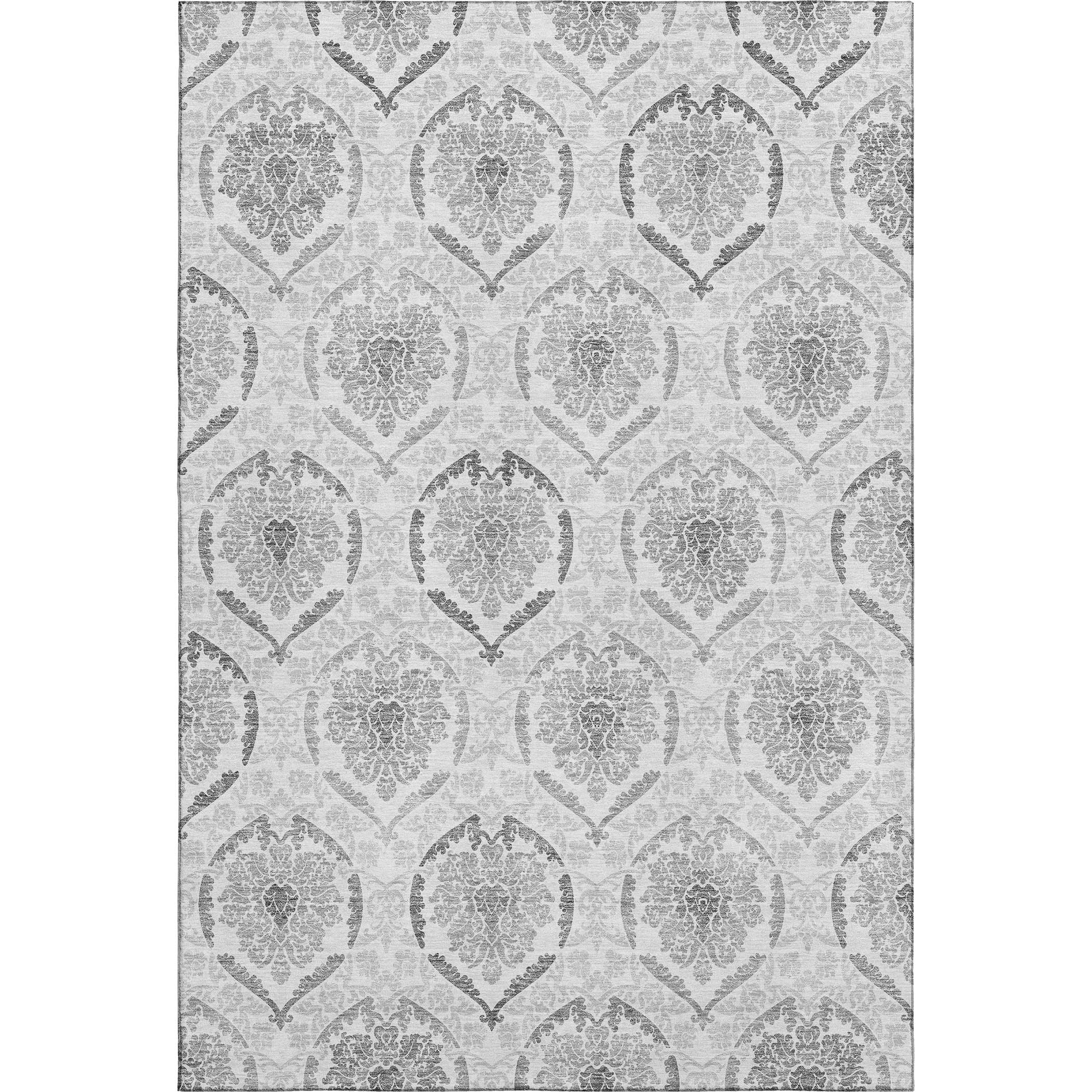 Lisbon Machine Washable Transitional Silver Gray Rug 2'6" x 3'10" #shape_Rectangle