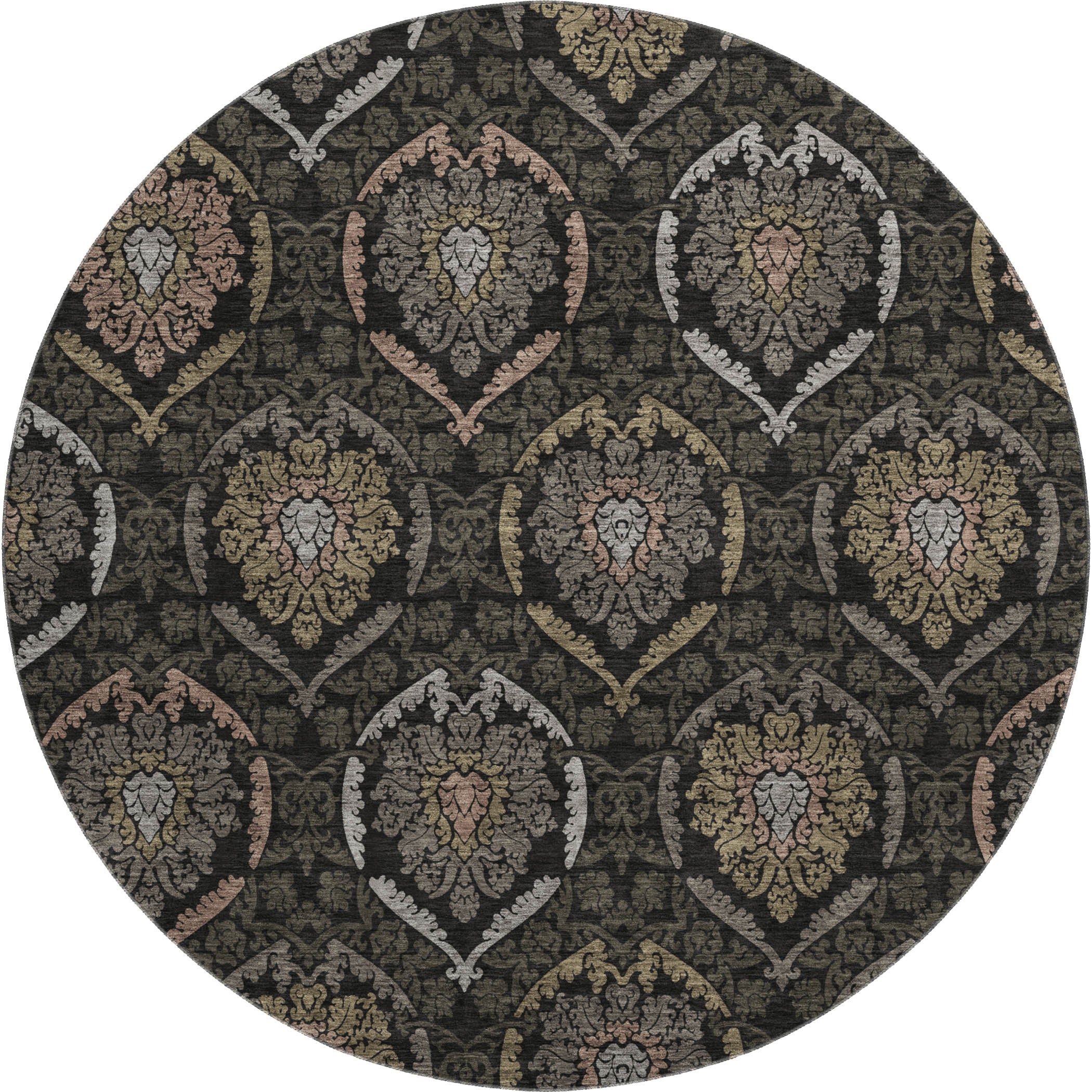Salzburg Machine Washable Transitional Black Rug 8' x 8' #shape_Round