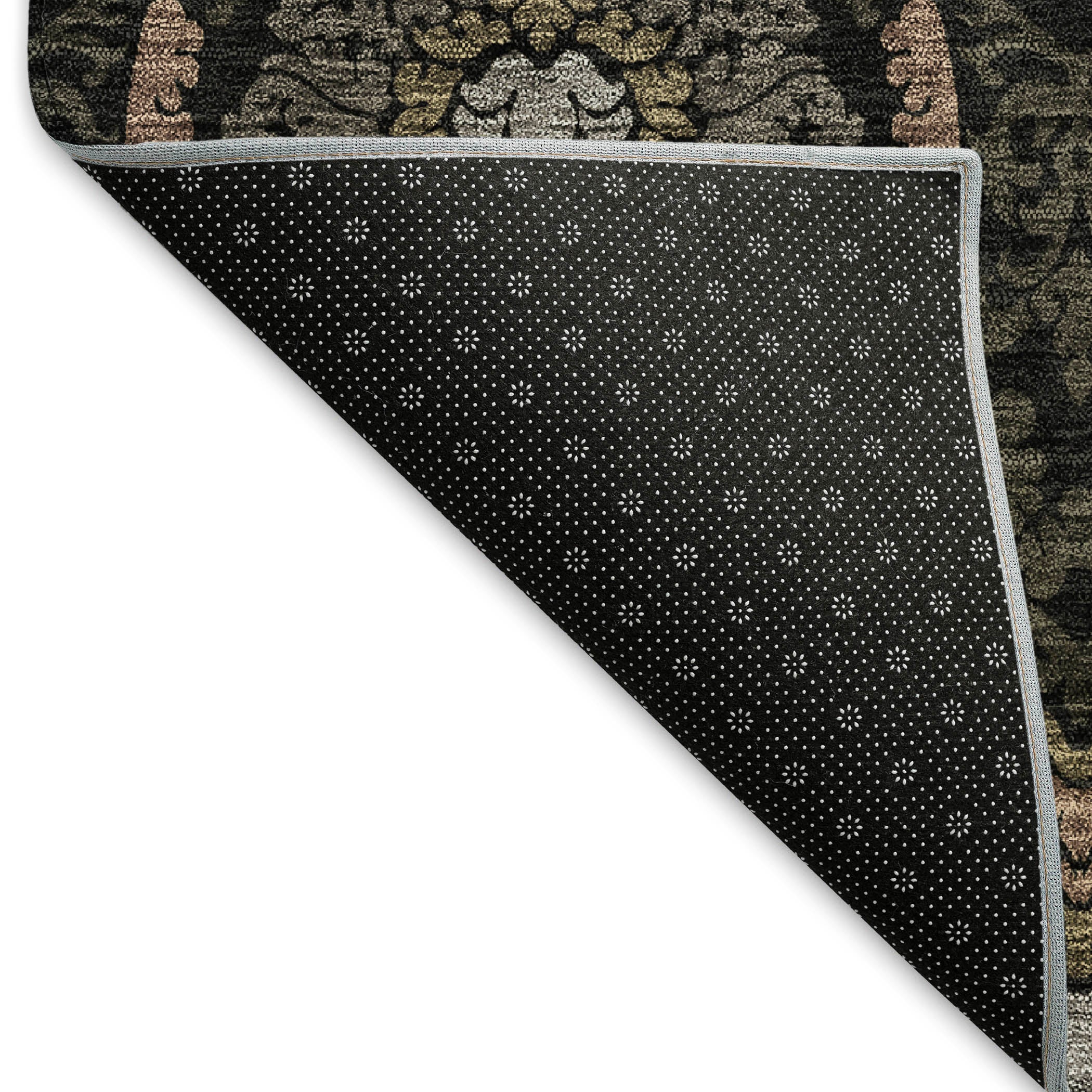 Salzburg Machine Washable Transitional Black Rug 1'8" x 2'6" #shape_Rectangle