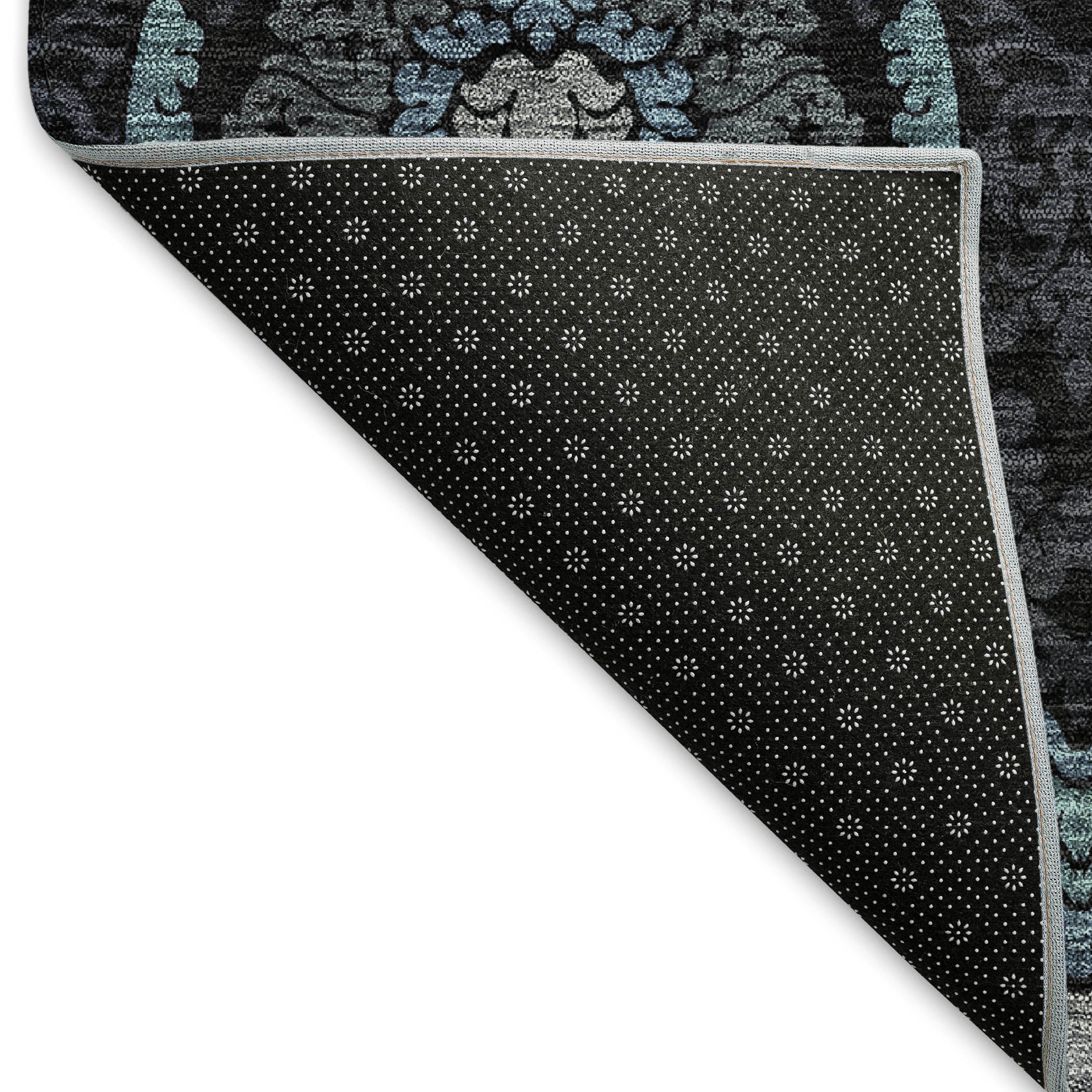 Salzburg Machine Washable Transitional Blue Rug 1'8" x 2'6" #shape_Rectangle