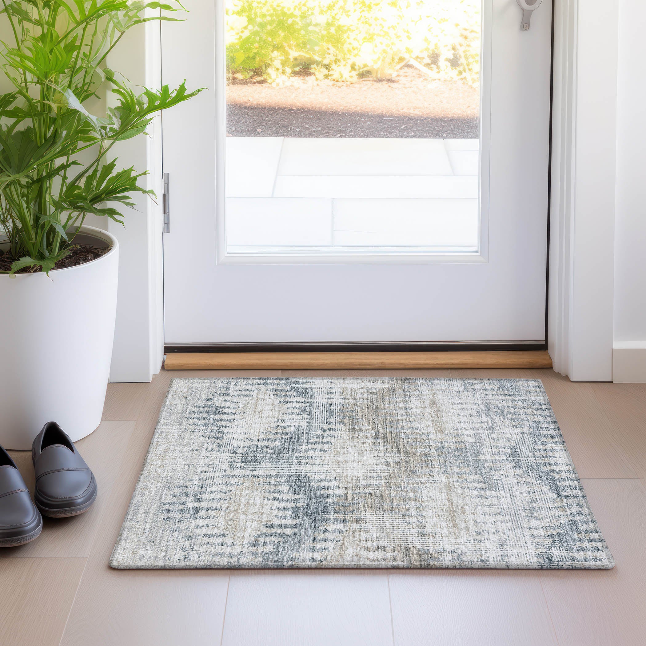 Bruges Machine Washable Transitional Linen Multi Rug 1'8" x 2'6" #shape_Rectangle