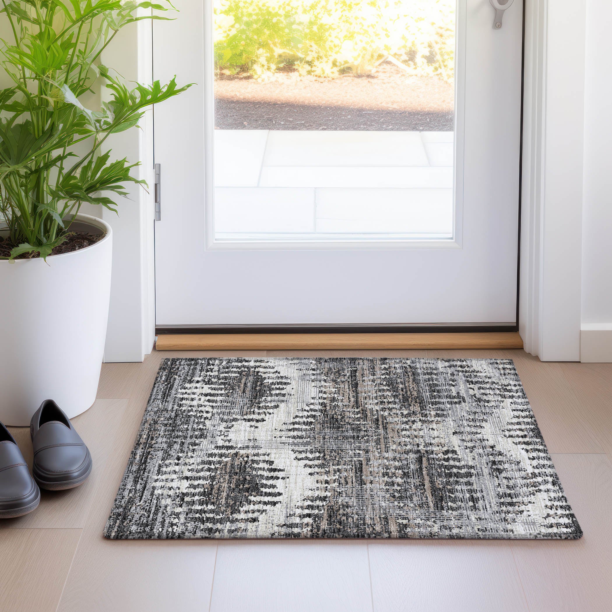 Bruges Machine Washable Transitional Shadow Gray Rug 1'8" x 2'6" #shape_Rectangle