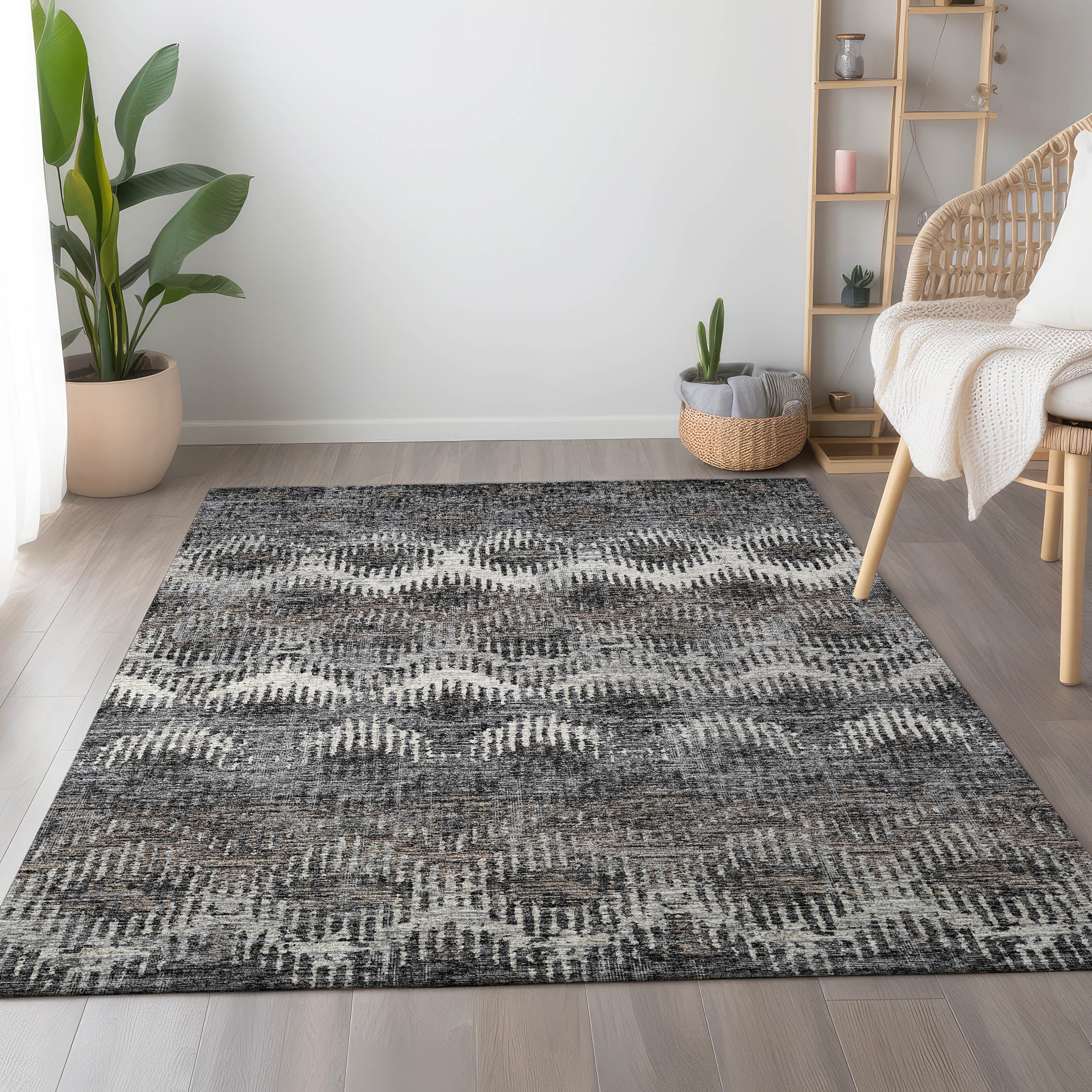 Bruges Machine Washable Transitional Shadow Gray Rug 2'6" x 3'10" #shape_Rectangle