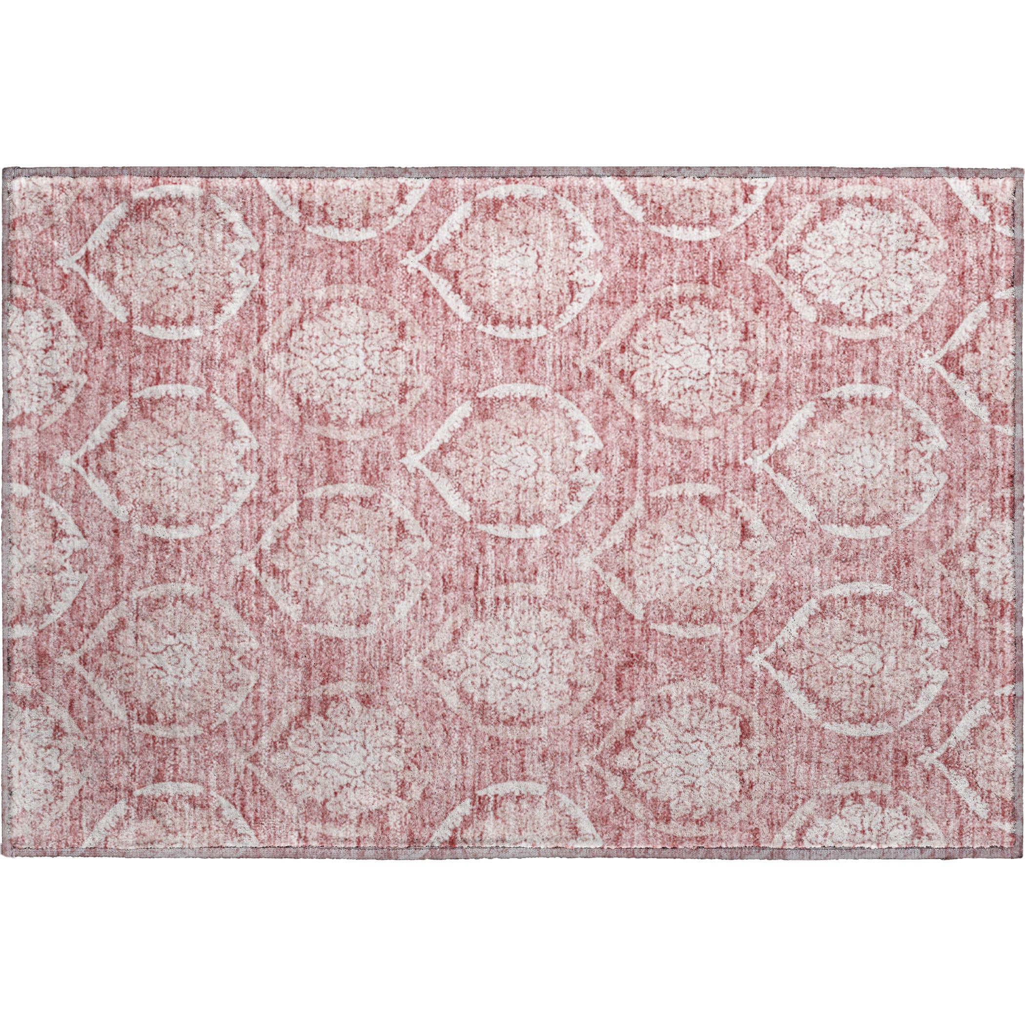 Kyoto Machine Washable Transitional Pink Rug 1'8" x 2'6" #shape_Rectangle