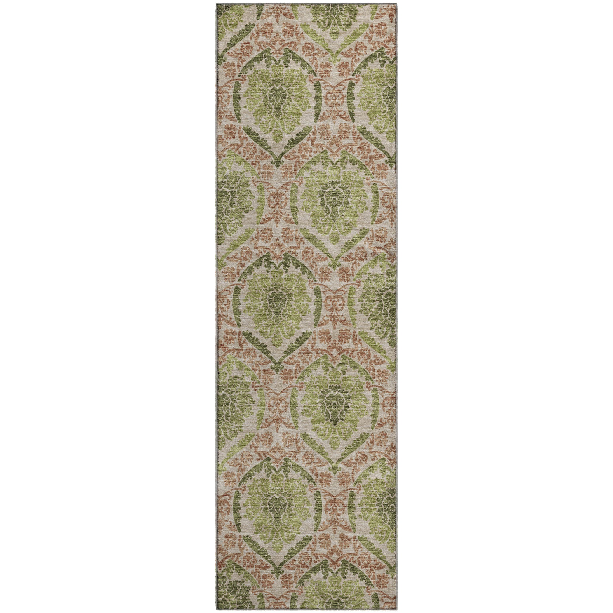 Tallinn Machine Washable Transitional Olive Green Rug 2'3" x 7'6" #shape_Runner