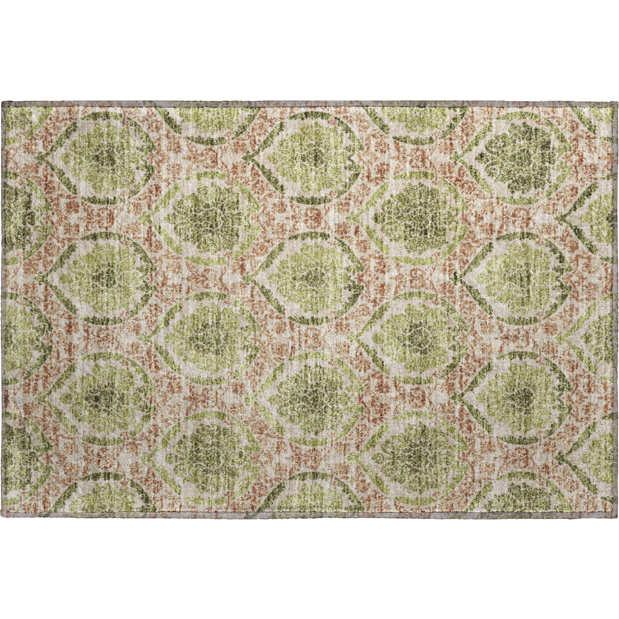 Tallinn Machine Washable Transitional Olive Green Rug 1'8" x 2'6" #shape_Rectangle