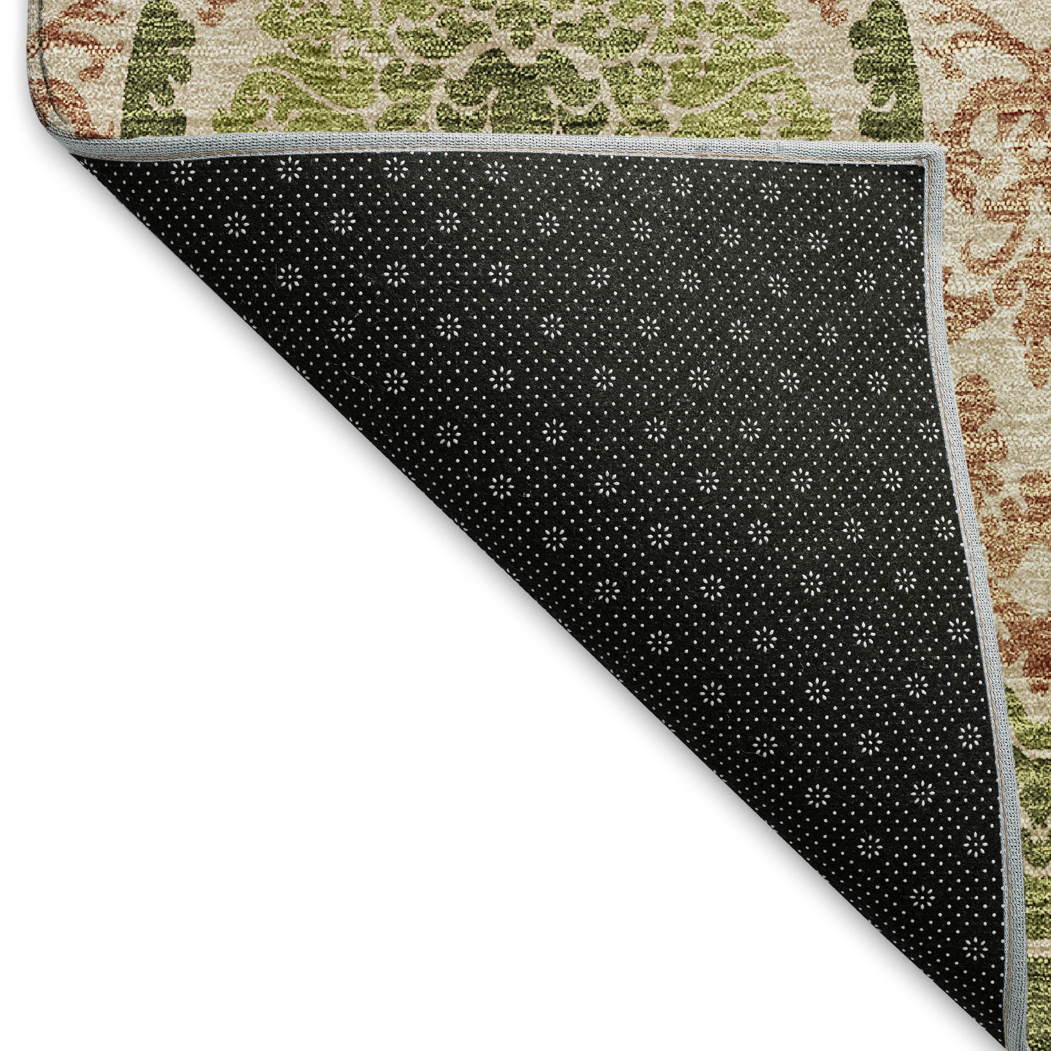 Tallinn Machine Washable Transitional Olive Green Rug 1'8" x 2'6" #shape_Rectangle