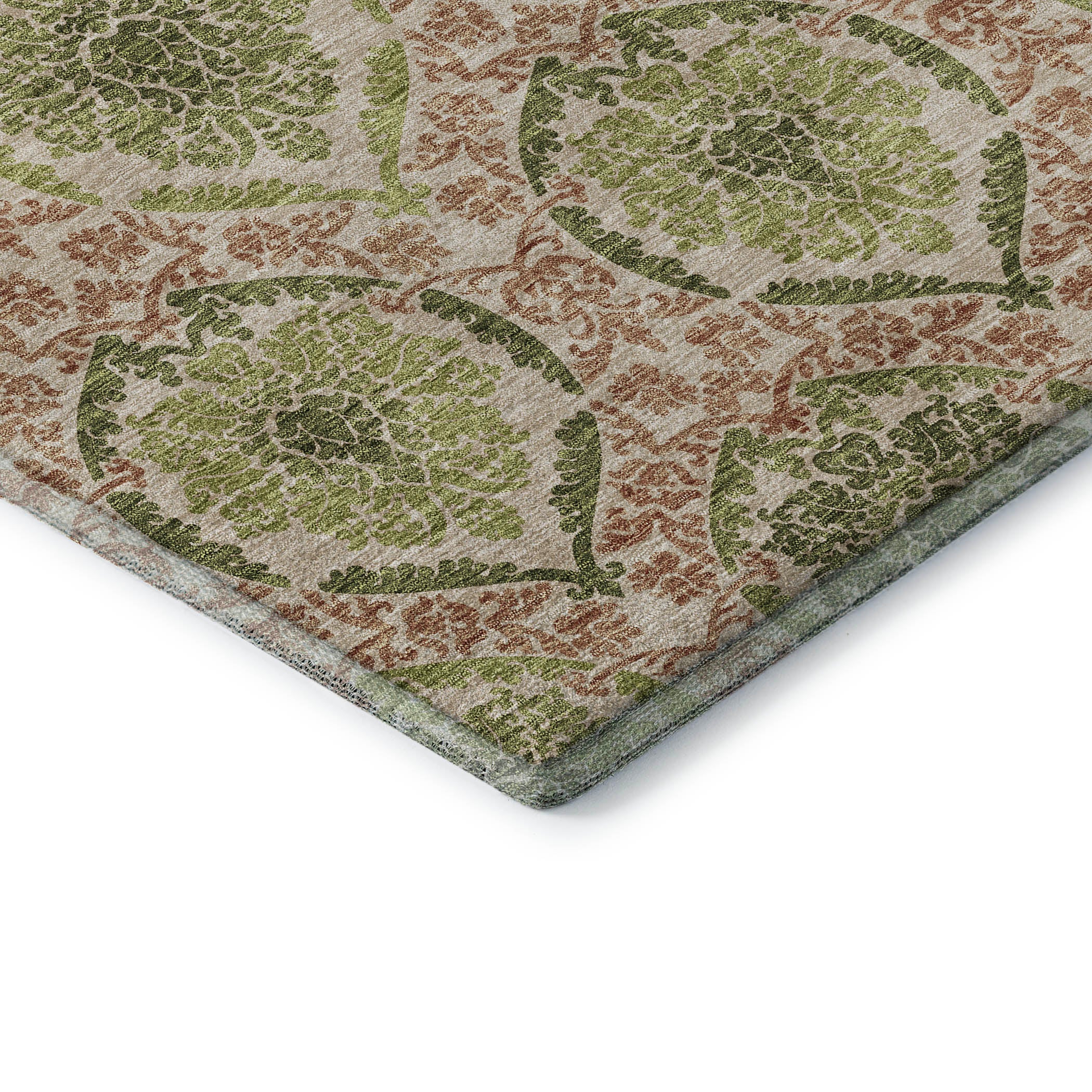 Tallinn Machine Washable Transitional Olive Green Rug 1'8" x 2'6" #shape_Rectangle