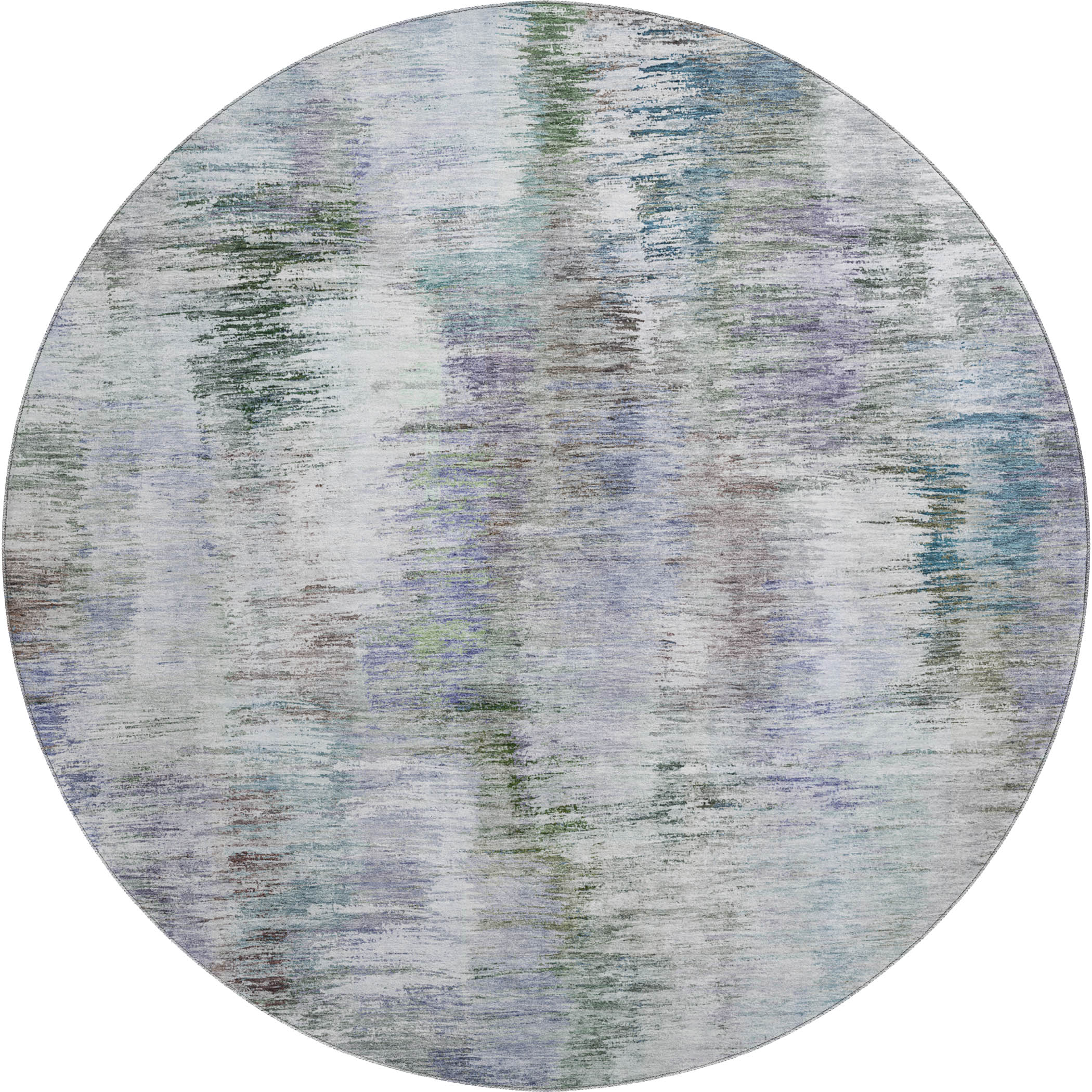 Lucerne Machine Washable Transitional Green Rug 8' x 8' #shape_Round