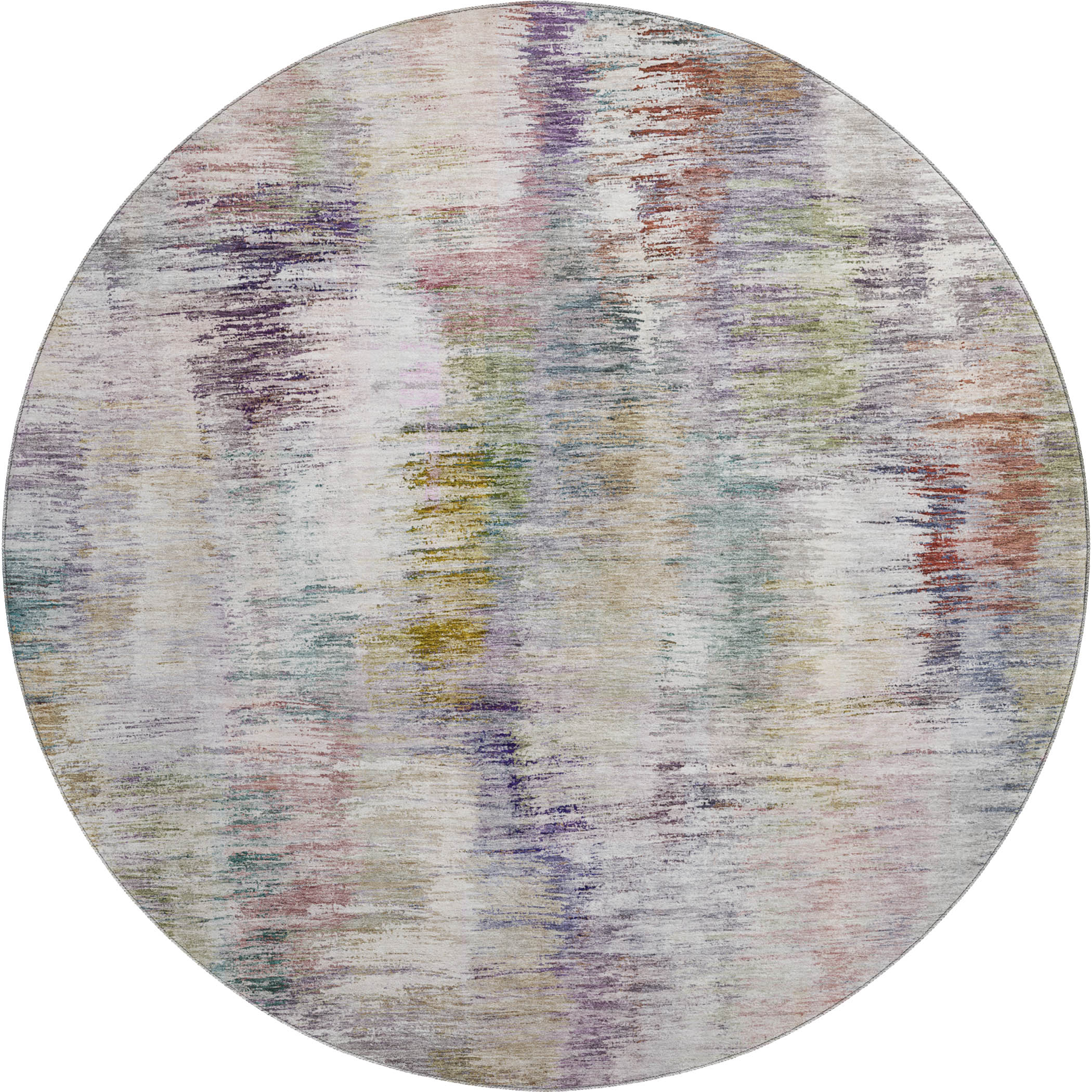 Lucerne Machine Washable Transitional Plum Purple Rug 8' x 8' #shape_Round