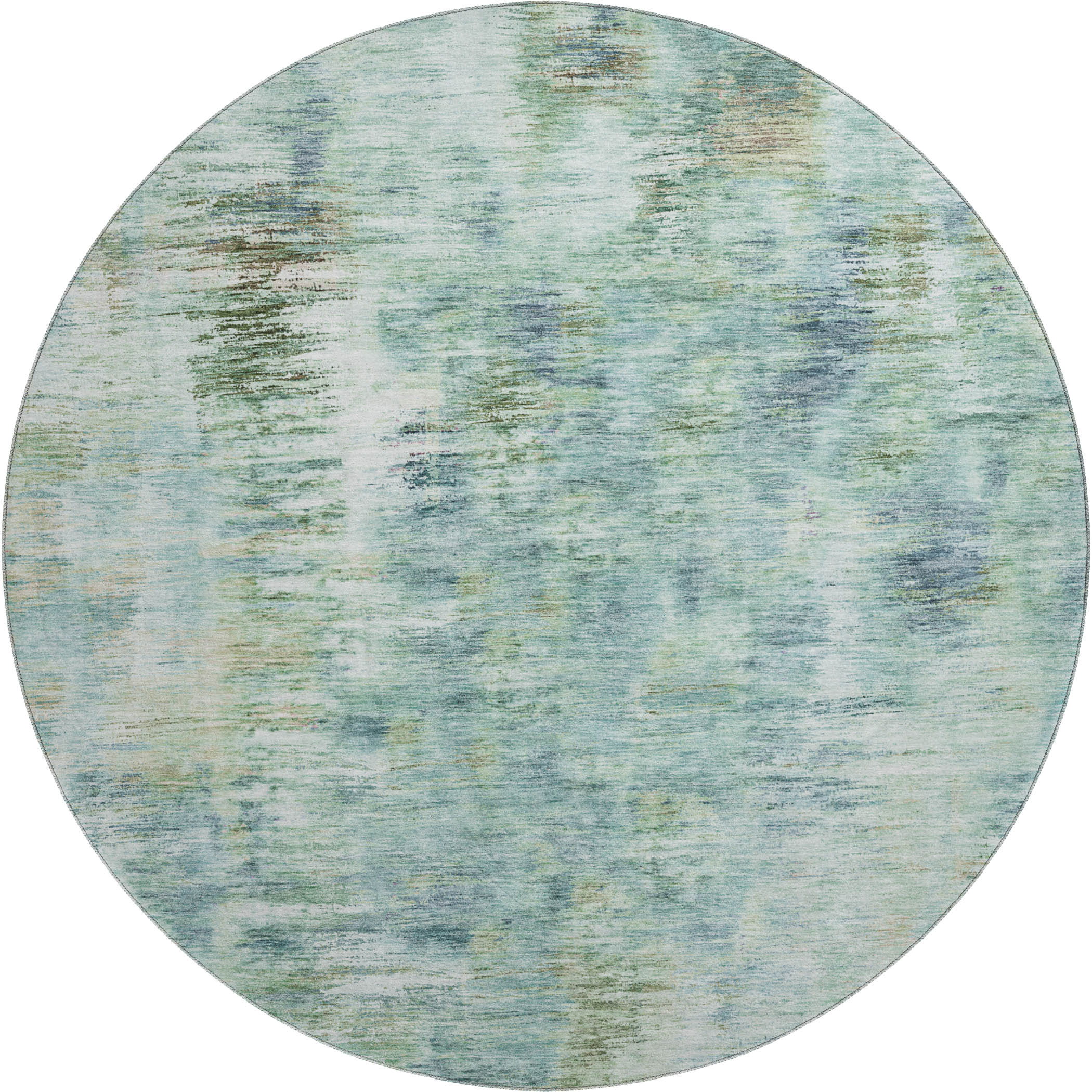 Lucerne Machine Washable Transitional Teal Rug 8' x 8' #shape_Round
