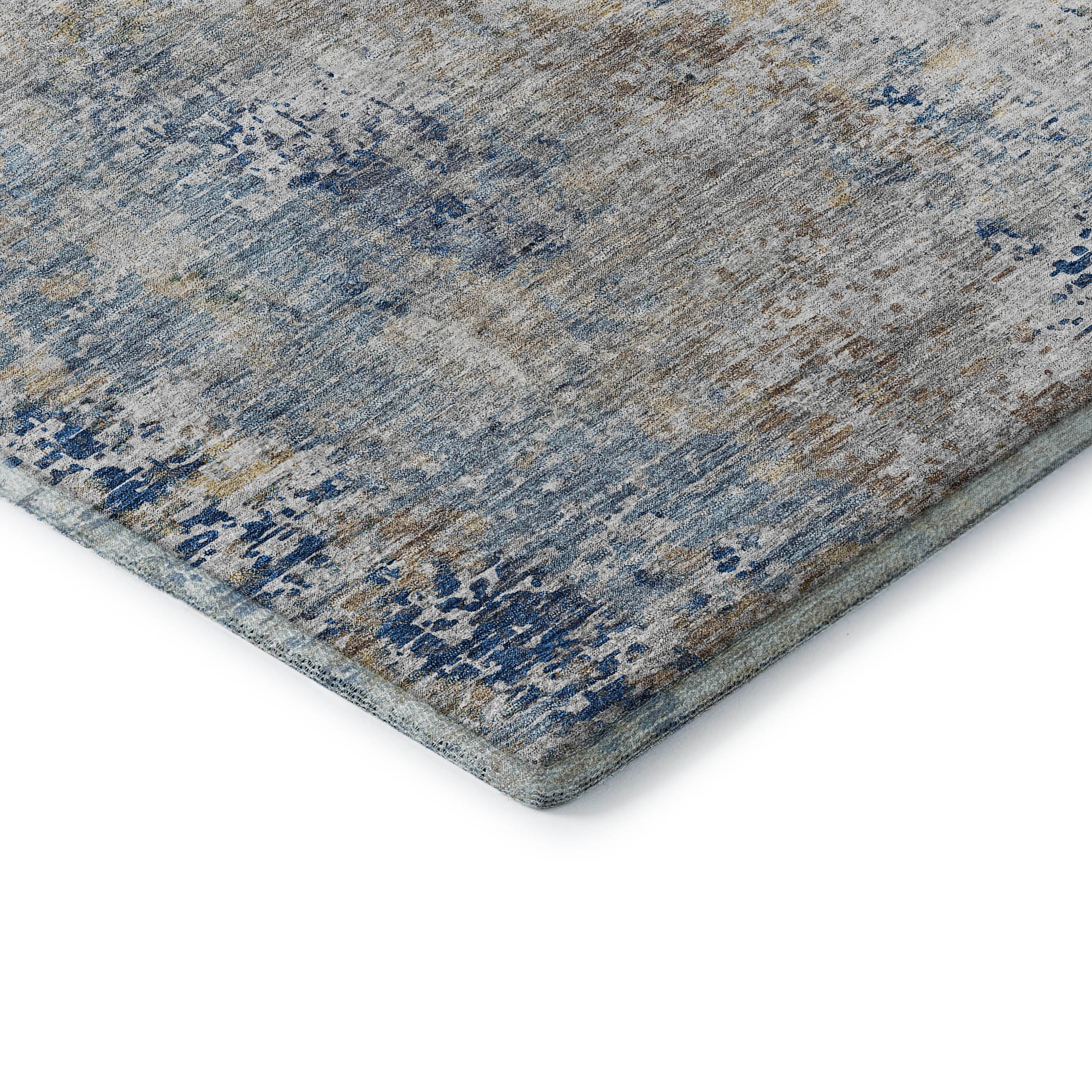 Seville Machine Washable Transitional Blue Rug 1'8" x 2'6" #shape_Rectangle
