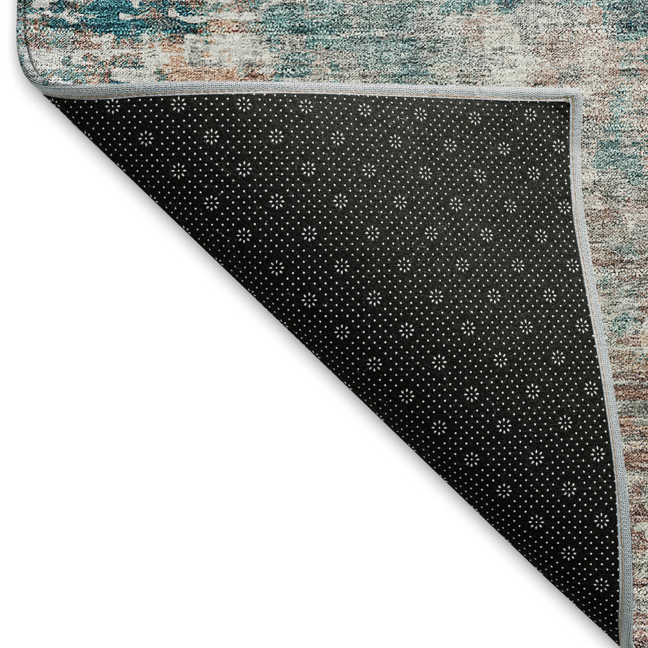 Seville Machine Washable Transitional Teal Rug 1'8" x 2'6" #shape_Rectangle