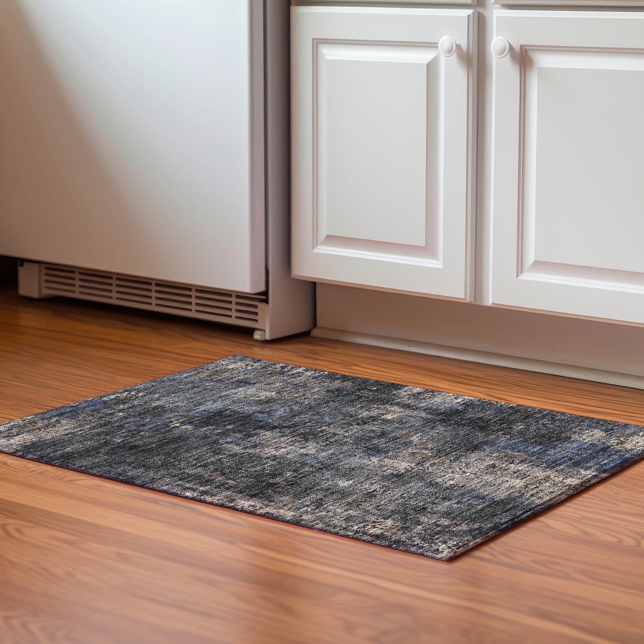 Florence Machine Washable Transitional Charcoal Gray Rug 1'8" x 2'6" #shape_Rectangle