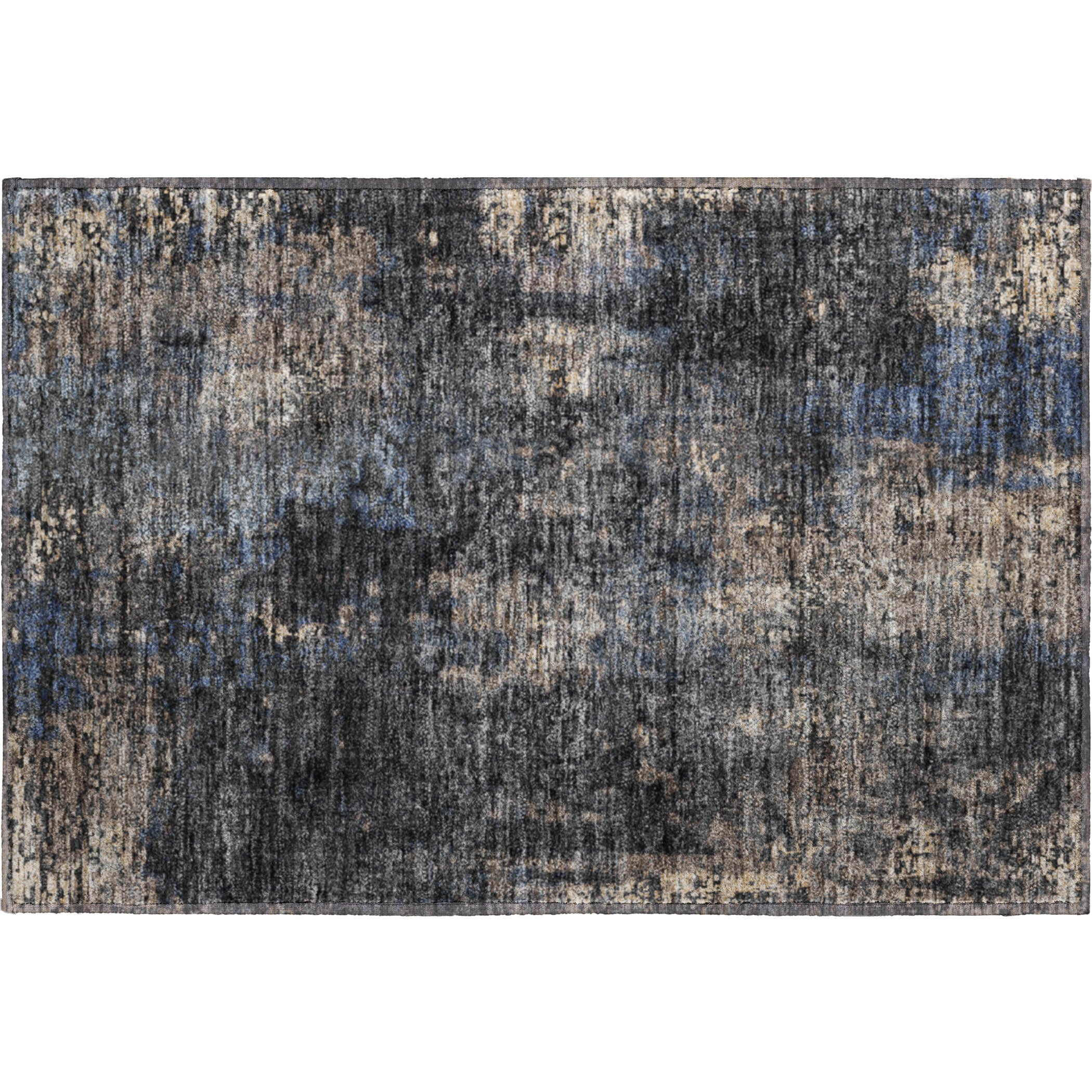 Florence Machine Washable Transitional Charcoal Gray Rug 1'8" x 2'6" #shape_Rectangle
