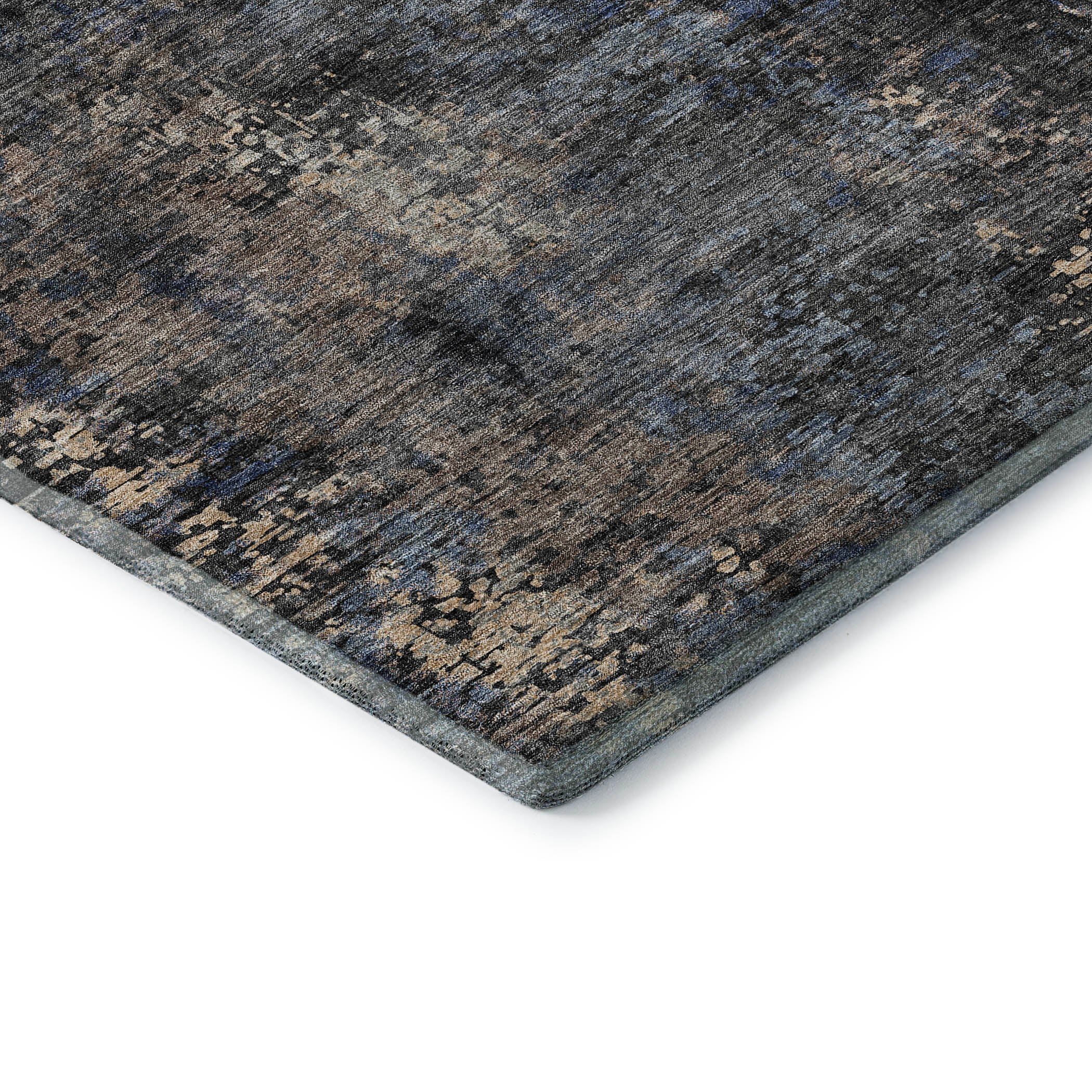 Florence Machine Washable Transitional Charcoal Gray Rug 1'8" x 2'6" #shape_Rectangle