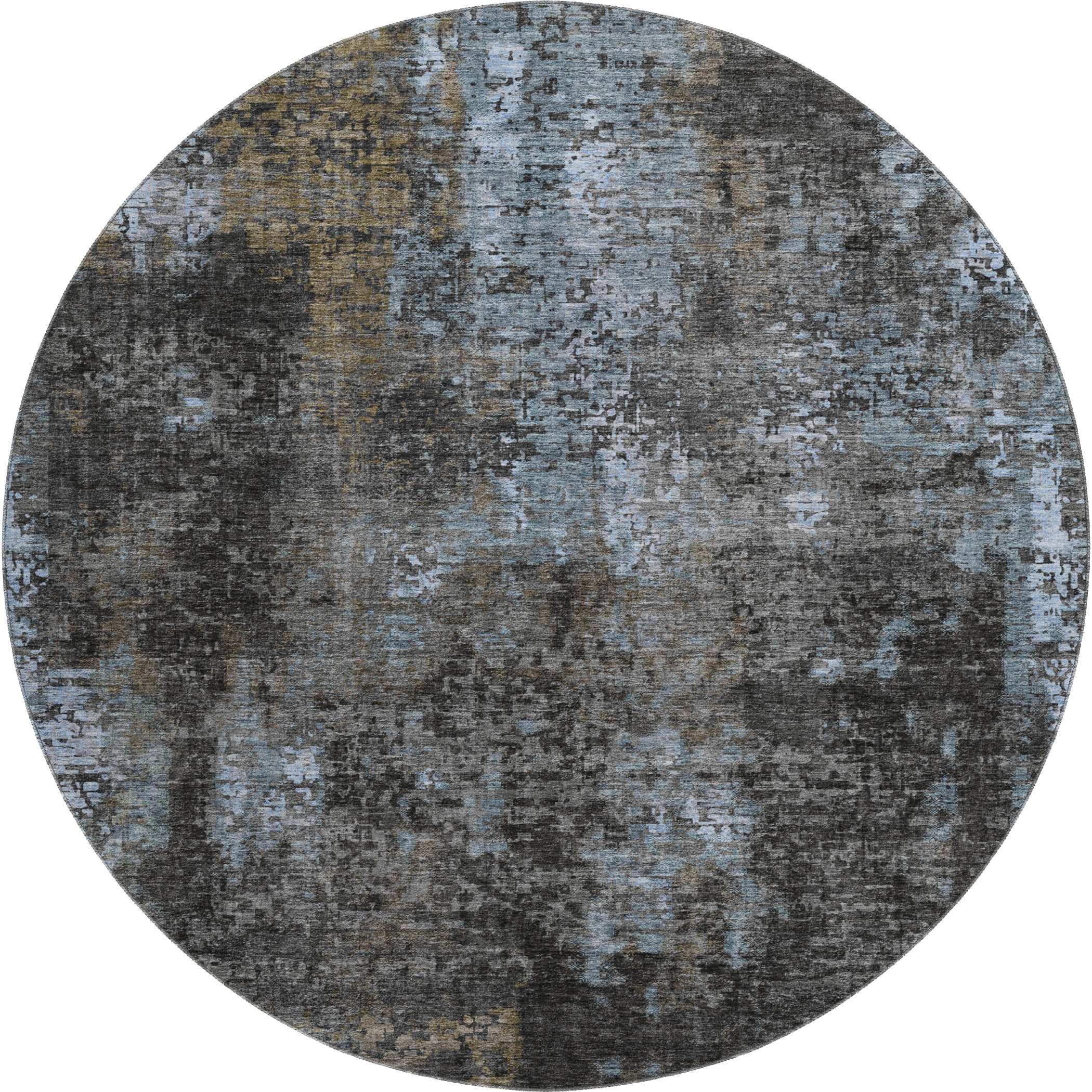 Florence Machine Washable Transitional Graphite Gray Rug 8' x 8' #shape_Round