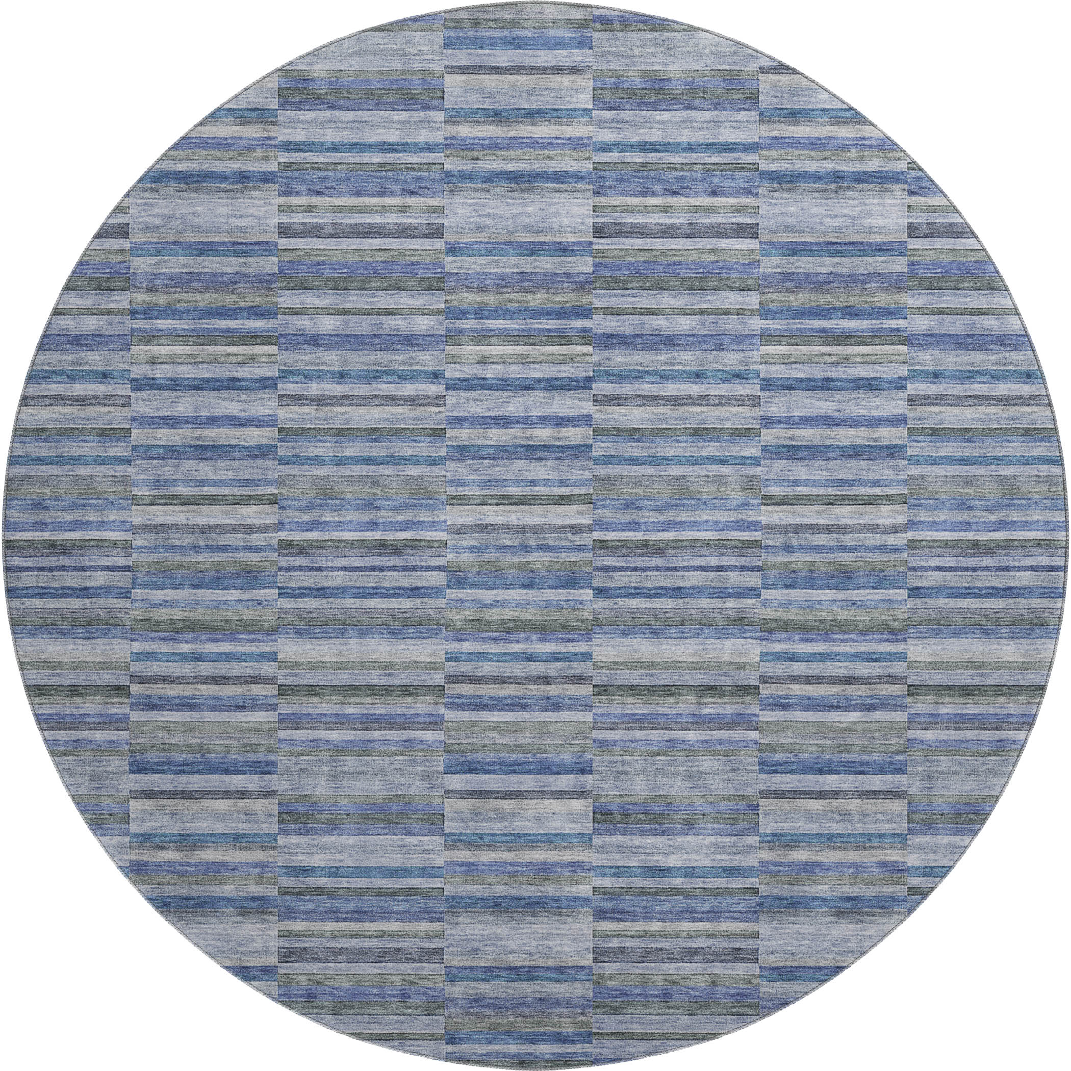 Rome Machine Washable Transitional Navy Blue Rug 8' x 8' #shape_Round