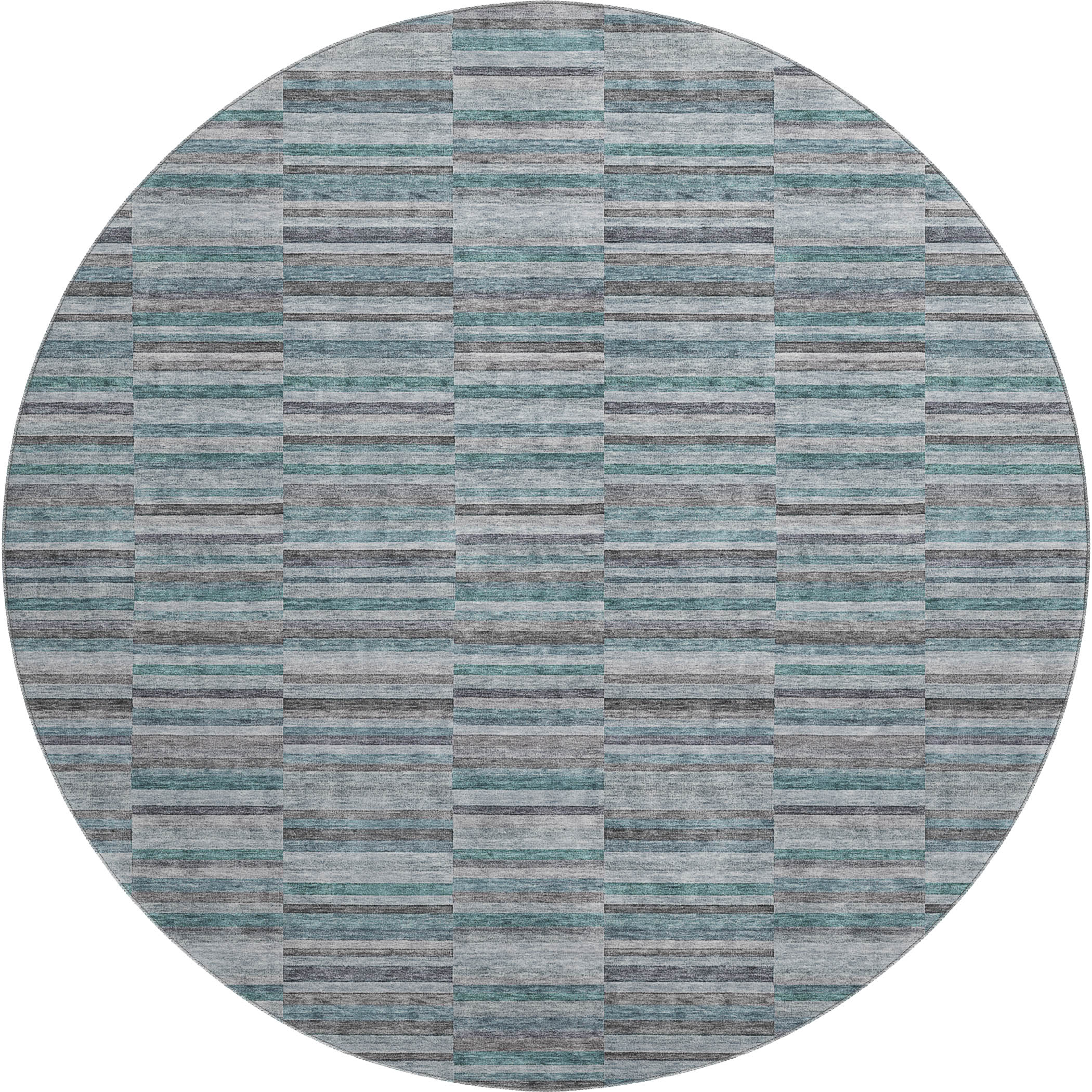 Rome Machine Washable Transitional Teal Rug 8' x 8' #shape_Round