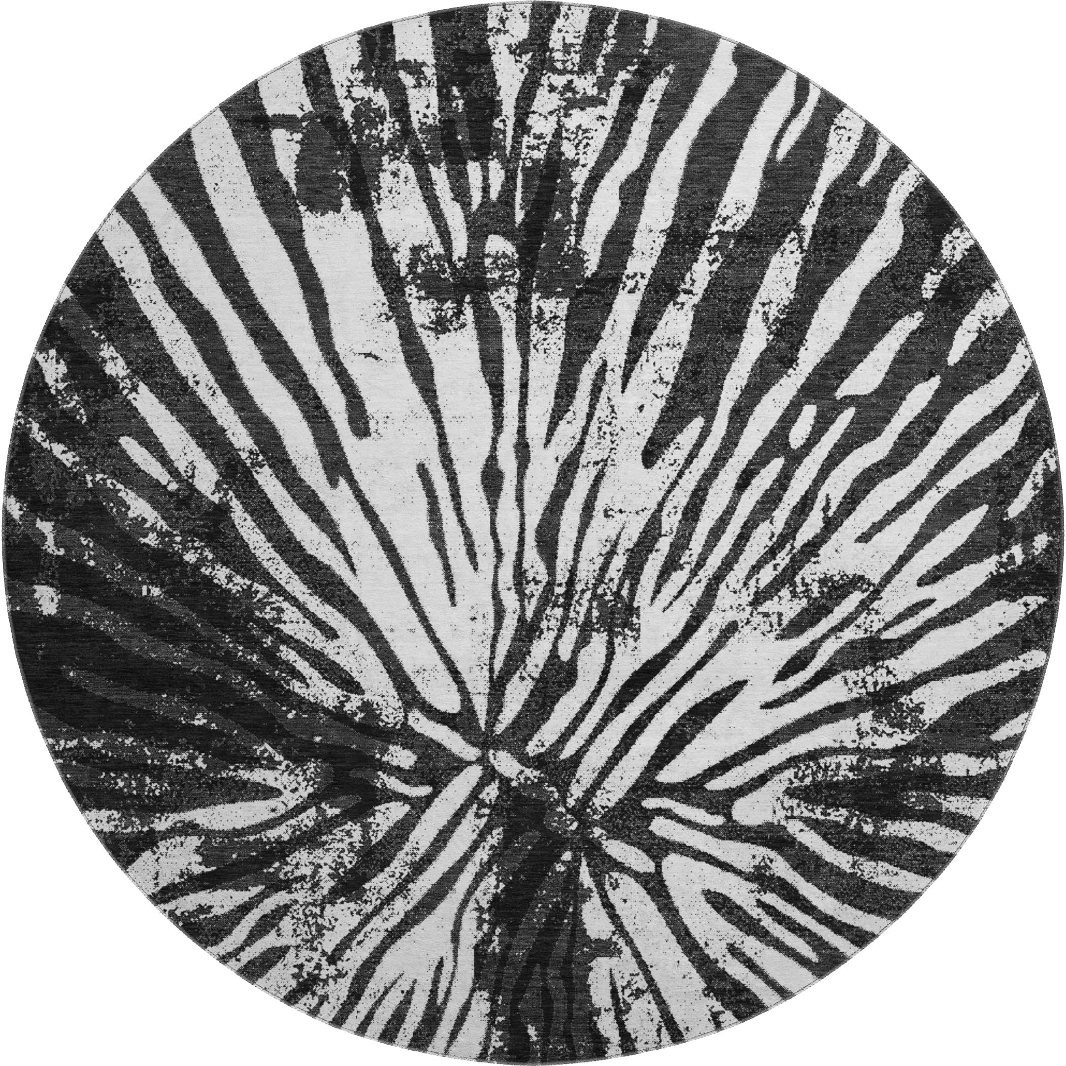 Prague Machine Washable Transitional Black Rug 8' x 8' #shape_Round