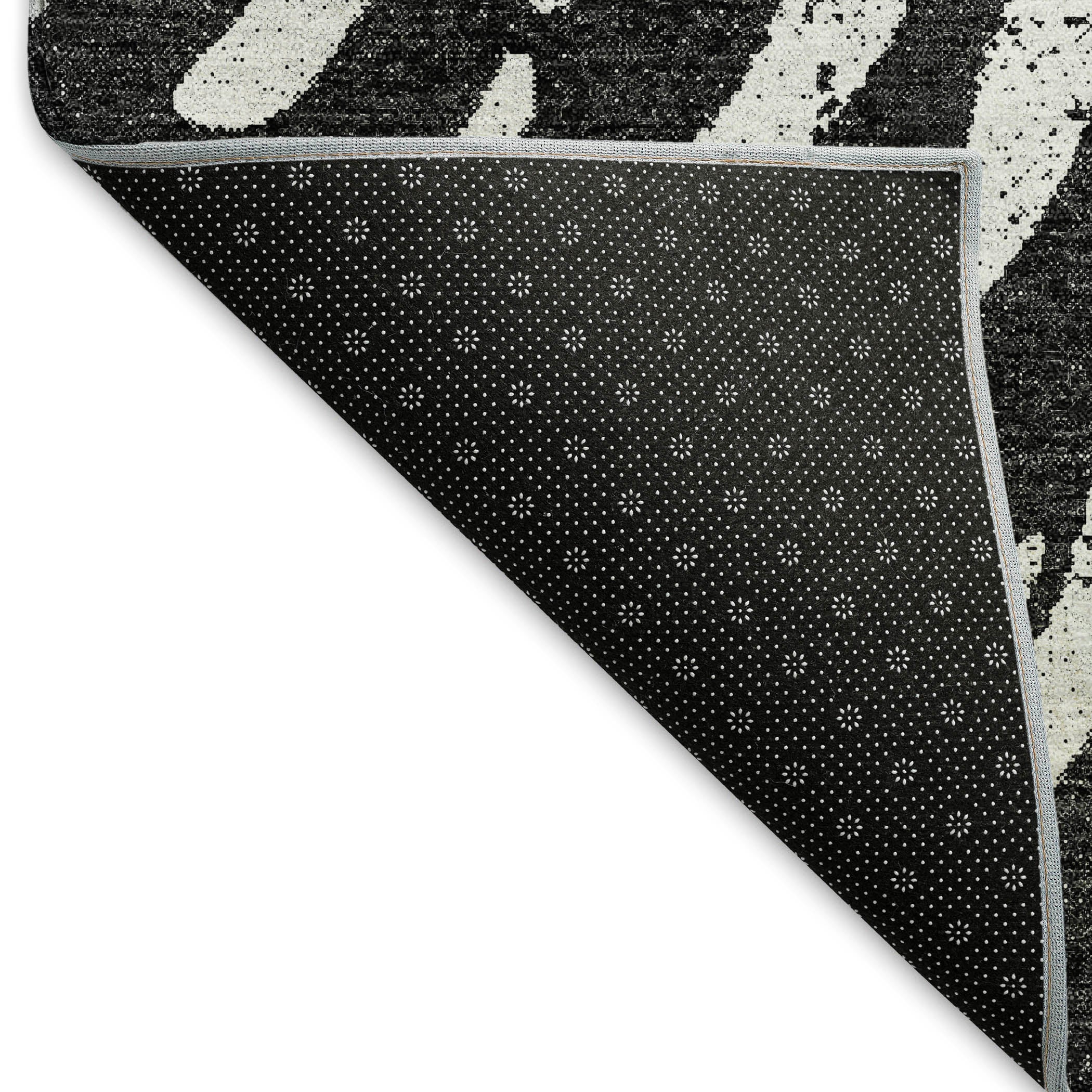 Prague Machine Washable Transitional Black Rug 1'8" x 2'6" #shape_Rectangle
