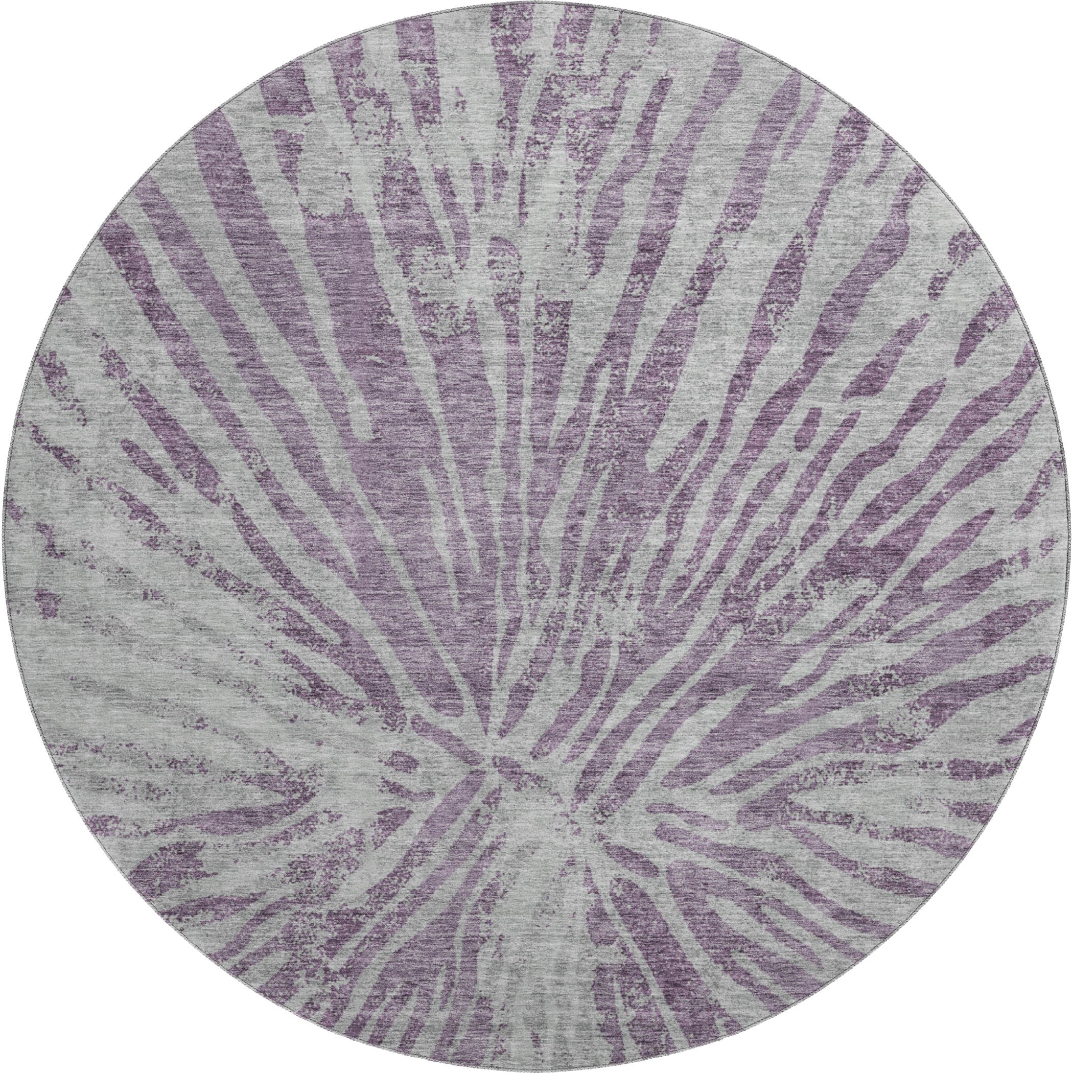 Prague Machine Washable Transitional Purple Rug 8' x 8' #shape_Round