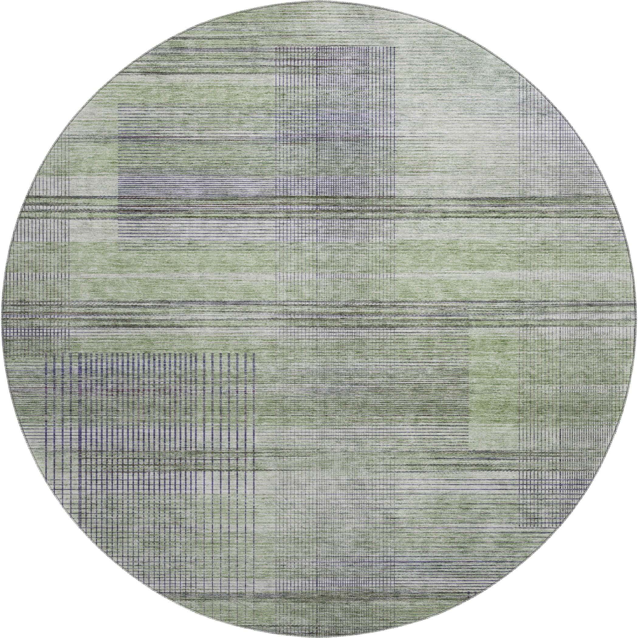 Prague Machine Washable Transitional Aloe Green Rug 8' x 8' #shape_Round