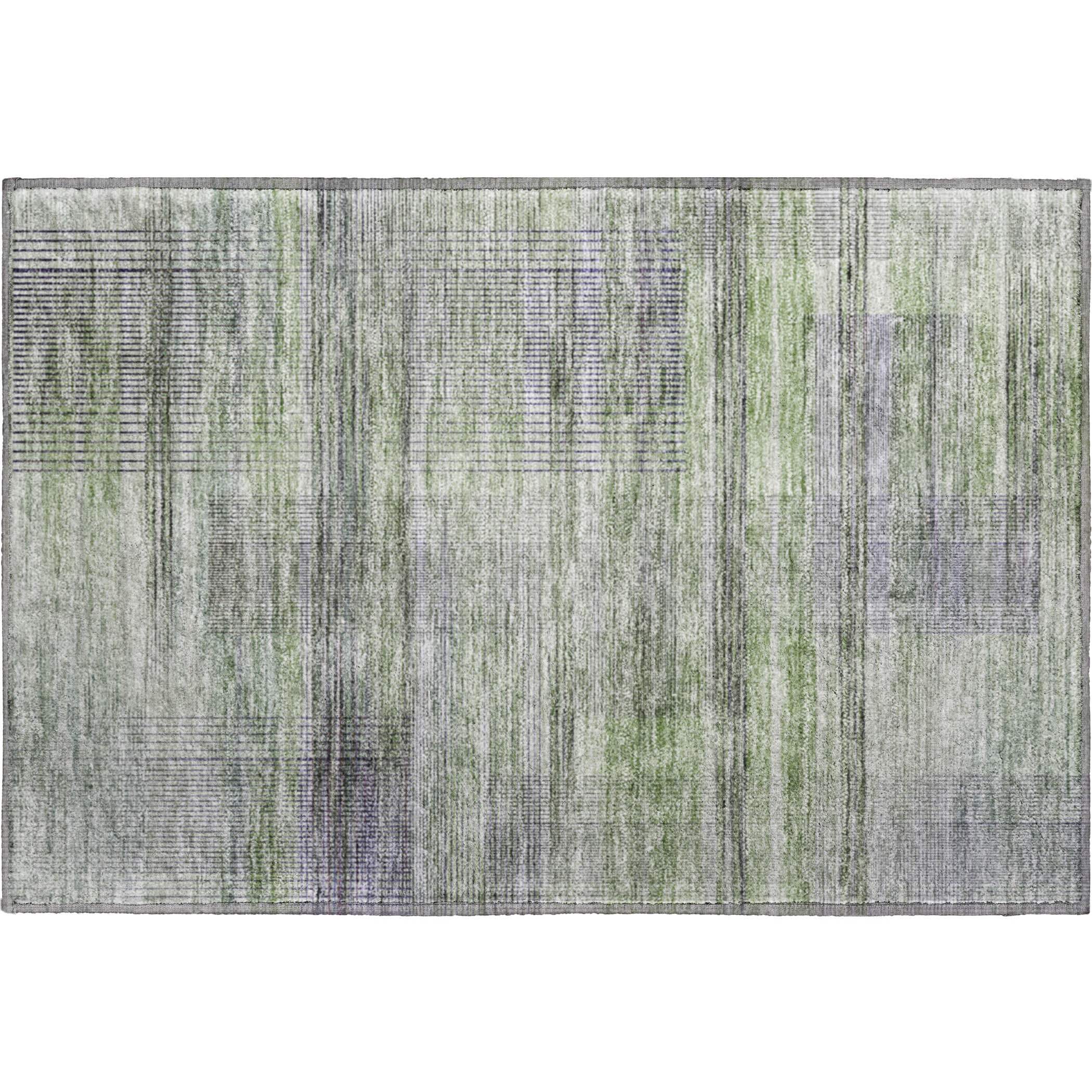 Prague Machine Washable Transitional Aloe Green Rug 1'8" x 2'6" #shape_Rectangle