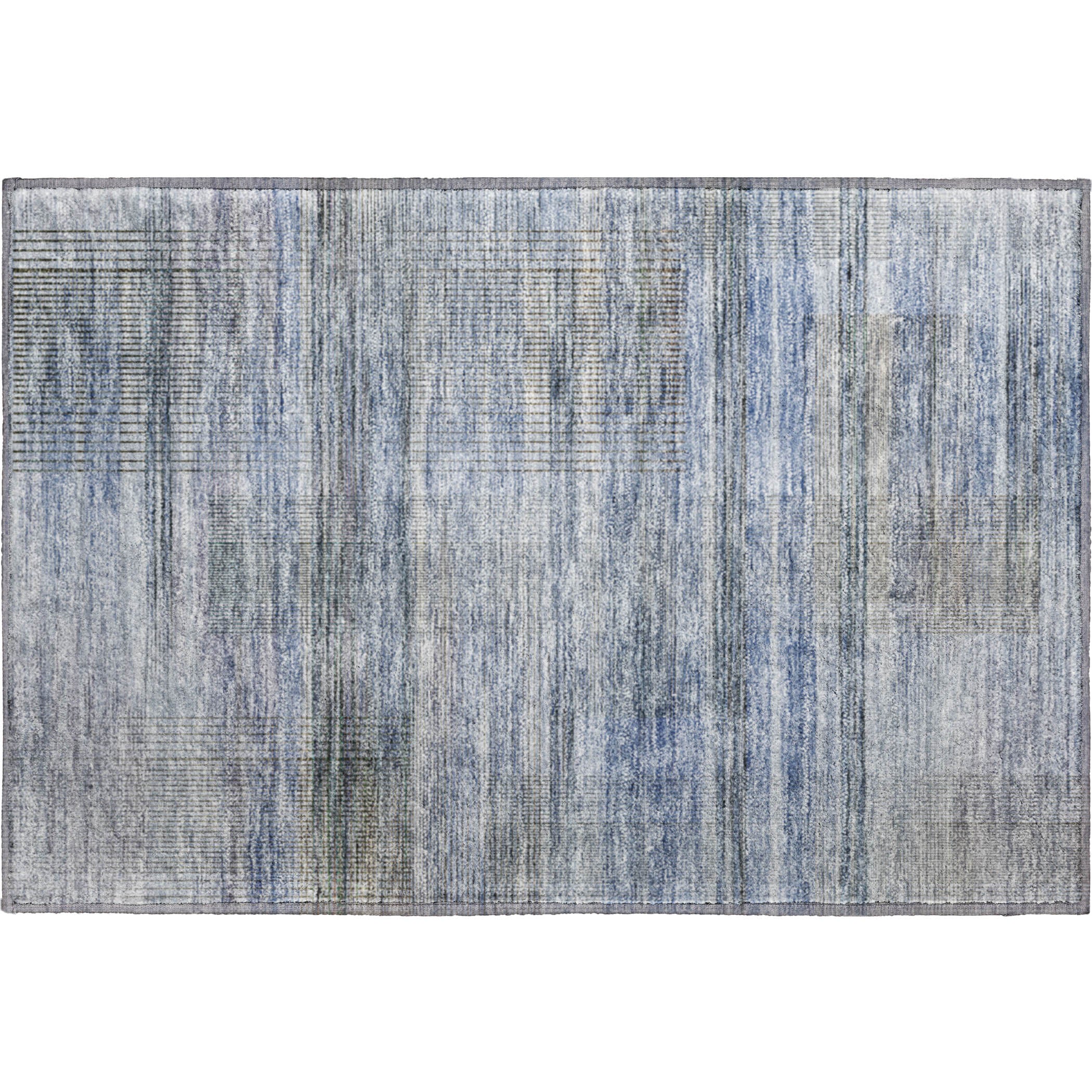 Prague Machine Washable Transitional Blue Rug 1'8" x 2'6" #shape_Rectangle