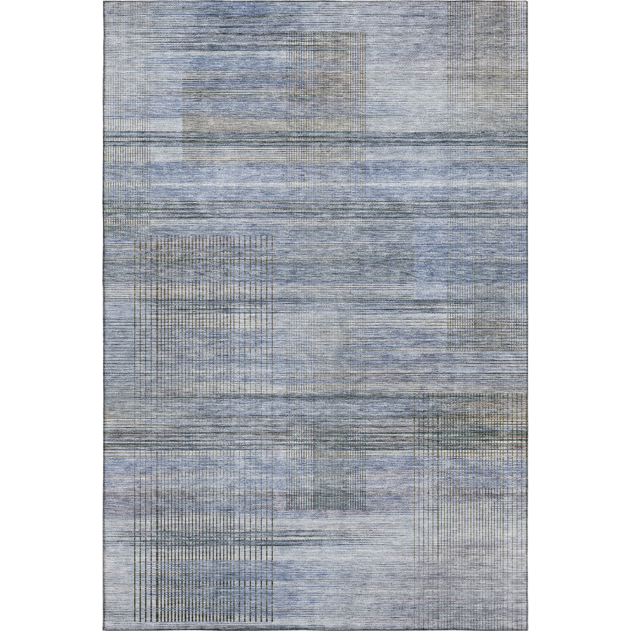 Prague Machine Washable Transitional Blue Rug 2'6" x 3'10" #shape_Rectangle
