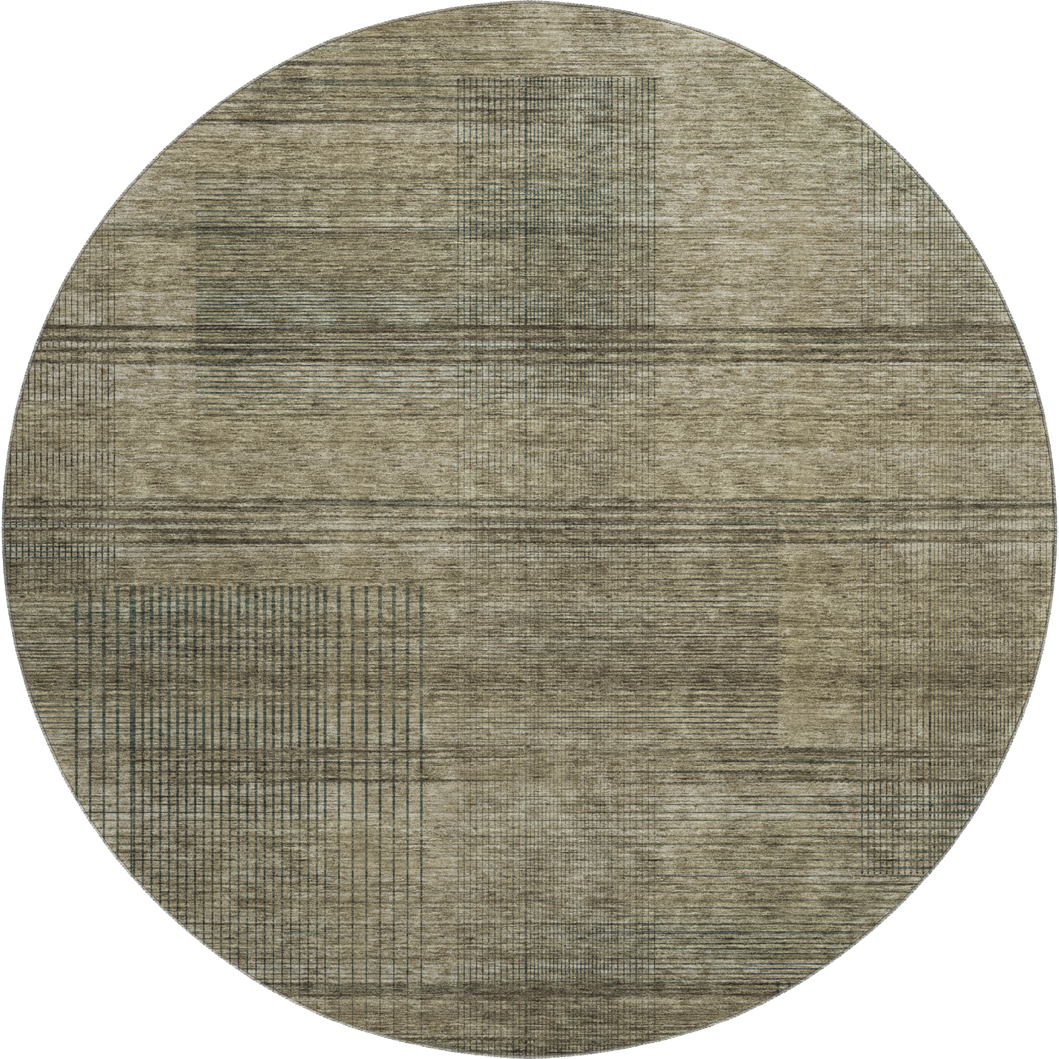 Porto Machine Washable Transitional Brown Rug 8' x 8' #shape_Round
