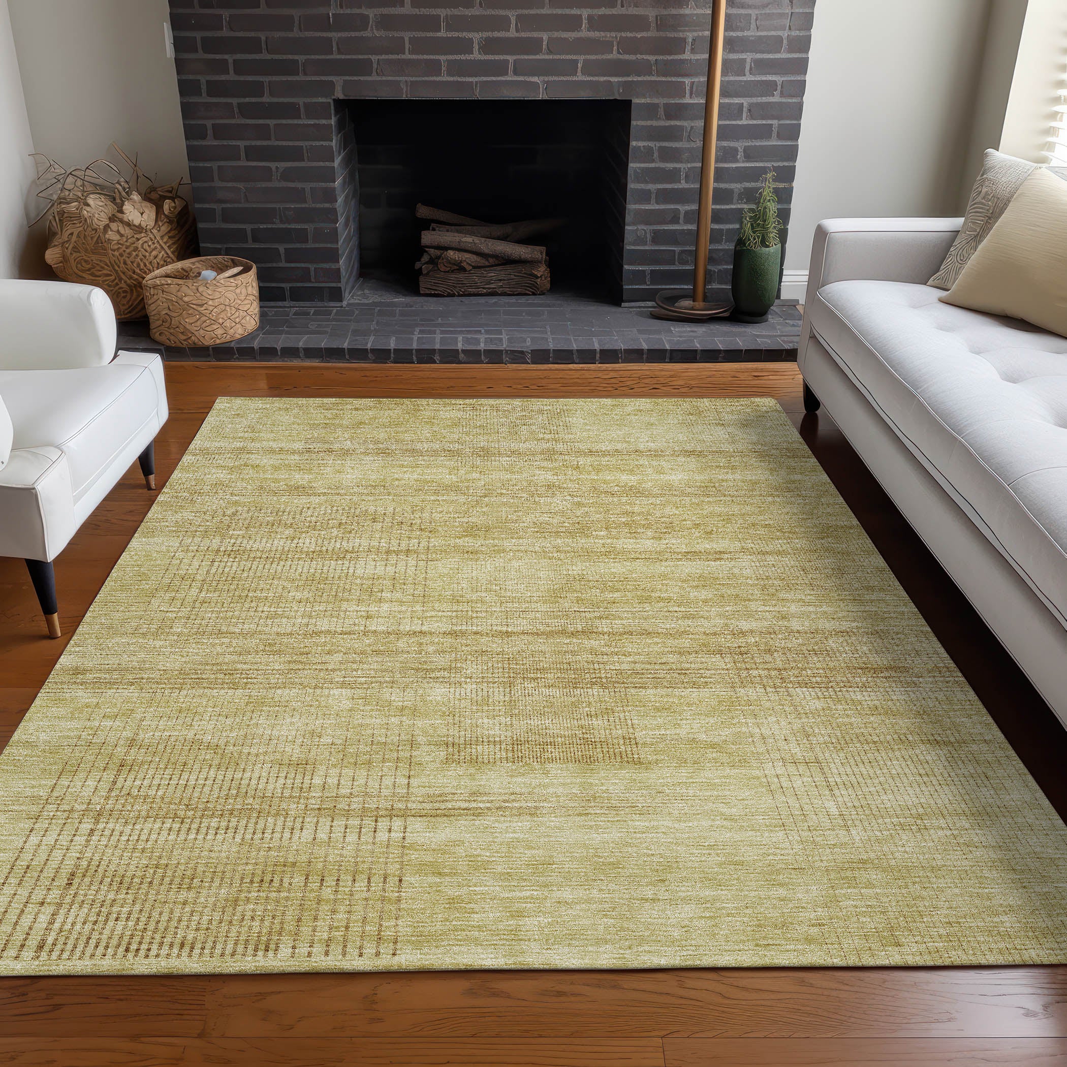 Porto Machine Washable Transitional Gold Rug 2'6" x 3'10" #shape_Rectangle