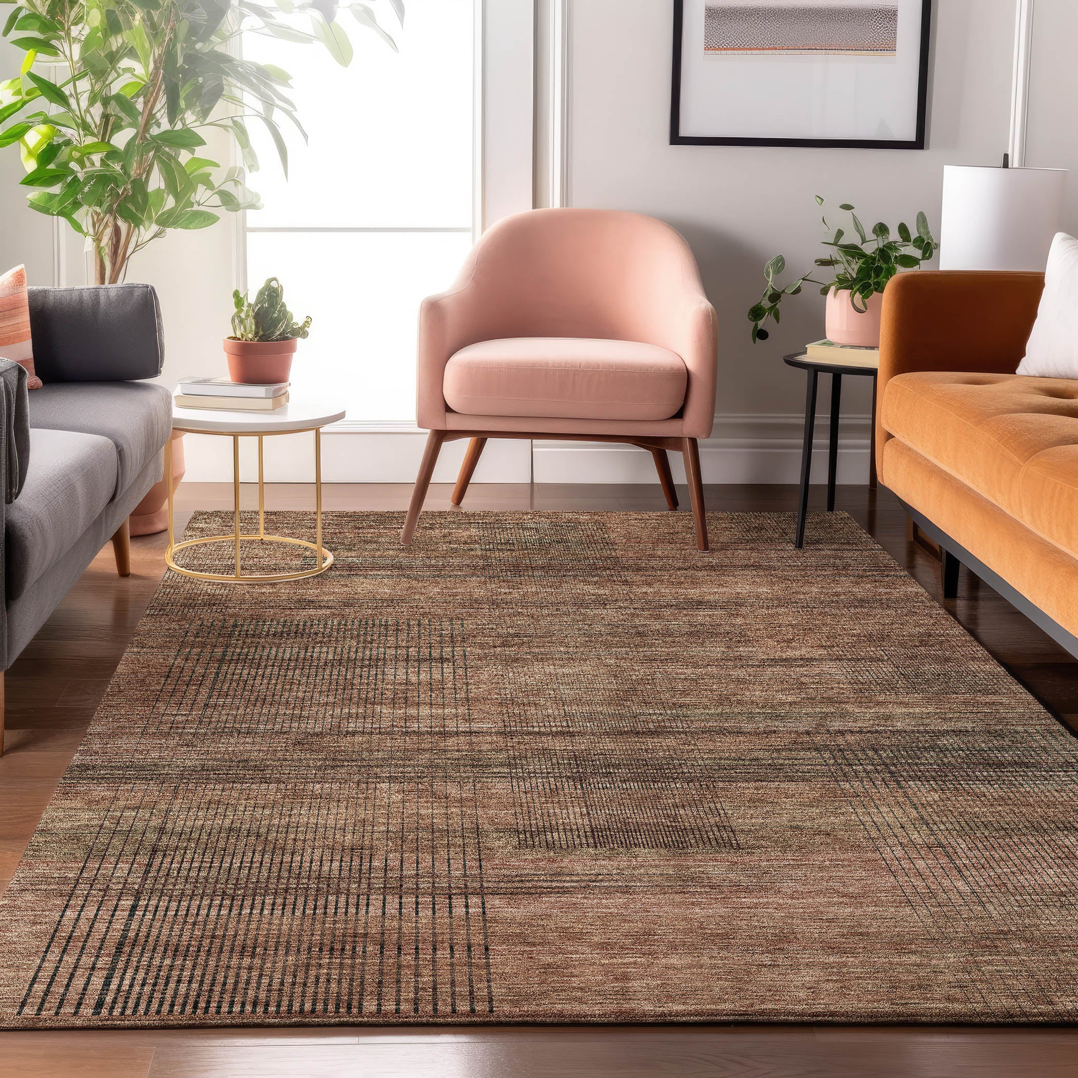 Porto Machine Washable Transitional Paprika Orange Rug 2'6" x 3'10" #shape_Rectangle