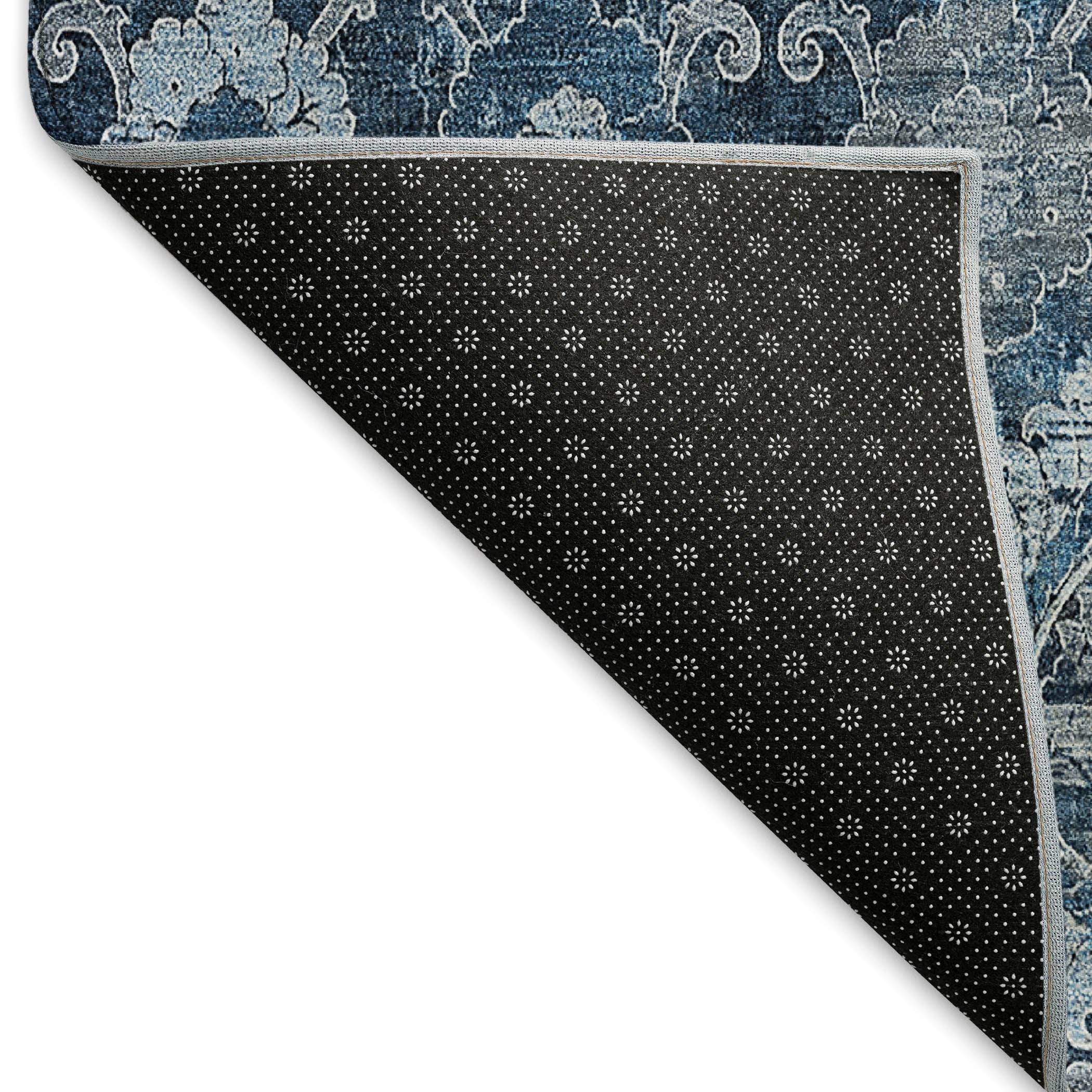 Seoul Machine Washable Transitional Navy Blue Rug 1'8" x 2'6" #shape_Rectangle
